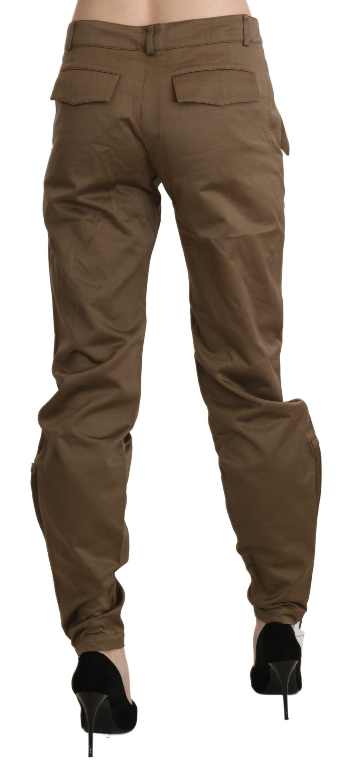 Ermanno Scervino Brown Mid Waist Straight Cotton Pants | Regal Royce