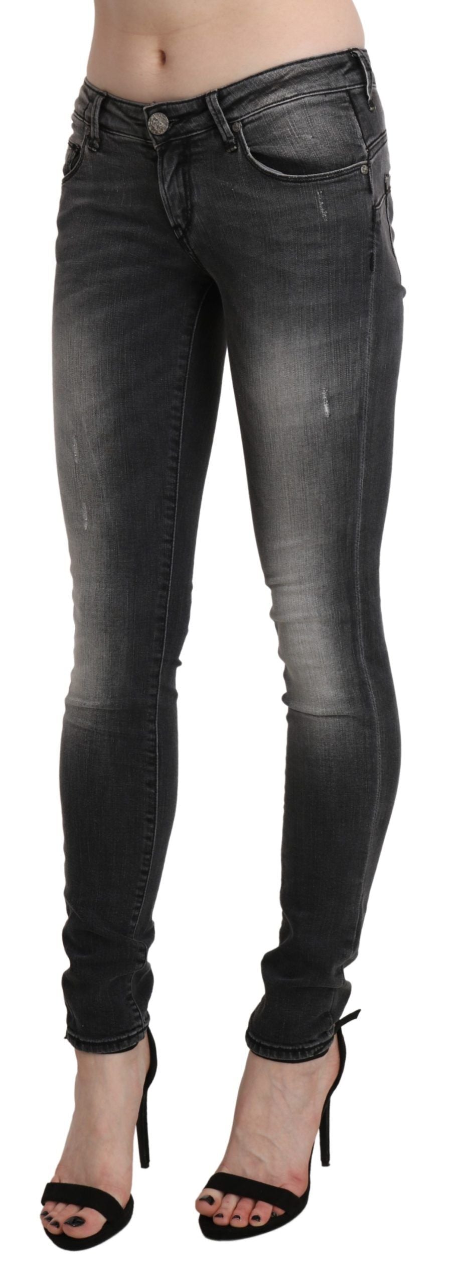 Acht Black Gray Washed Skinny Trouser Cotton Jeans | Regal Royce
