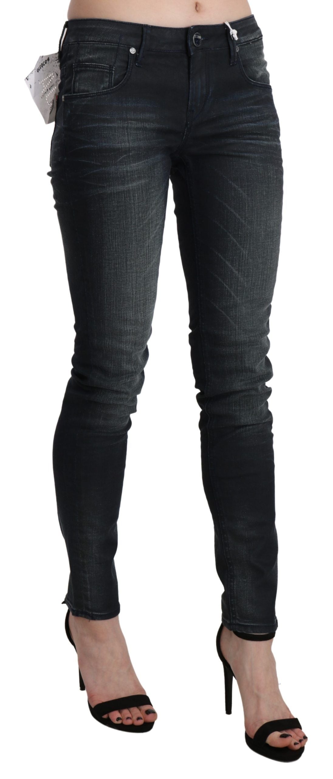 Acht Black Washed Low Waist Skinny Denim Trouser | Regal Royce