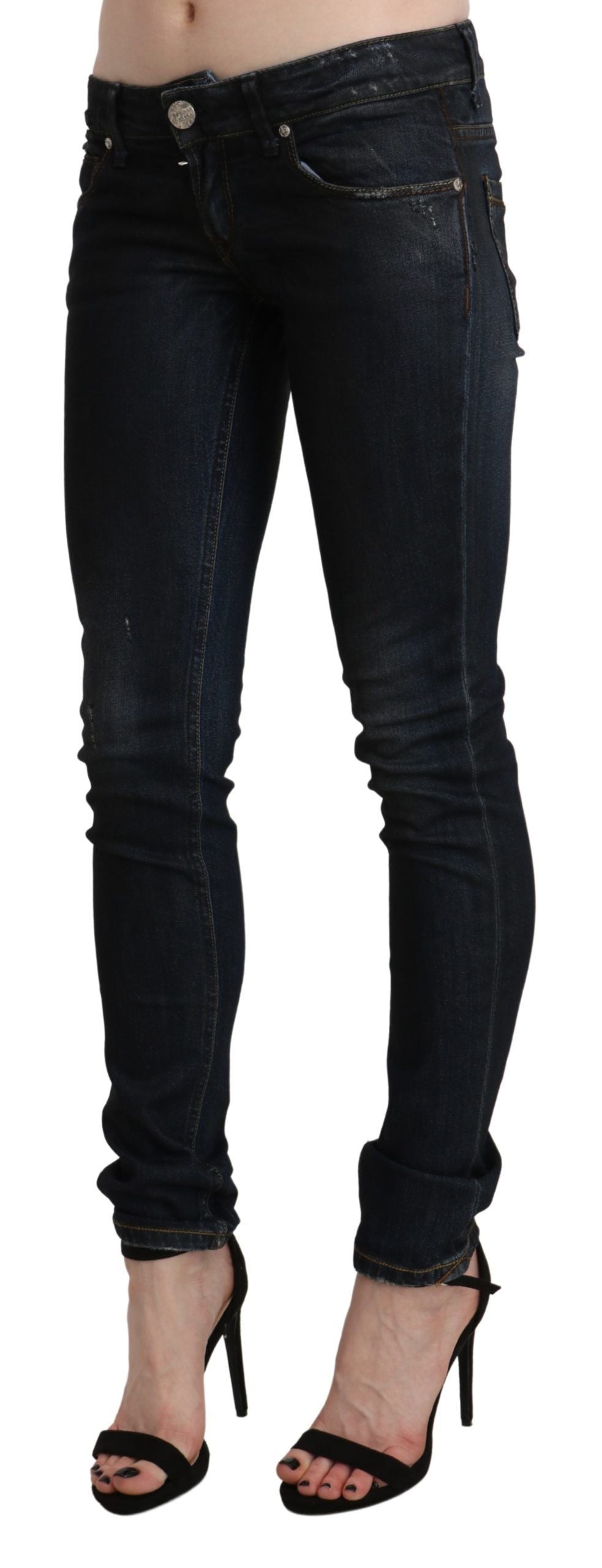 Acht Black Washed Low Waist Skinny Denim Jeans | Regal Royce
