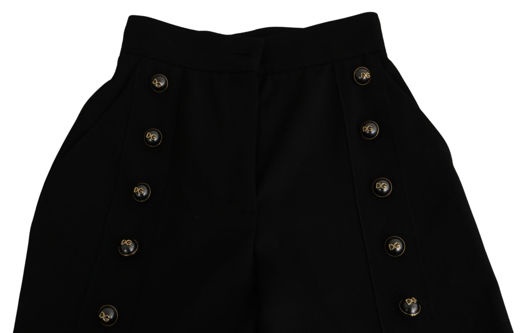 Dolce & Gabbana Black Wide Wool Leg Cropped Trouser Pant | Regal Royce