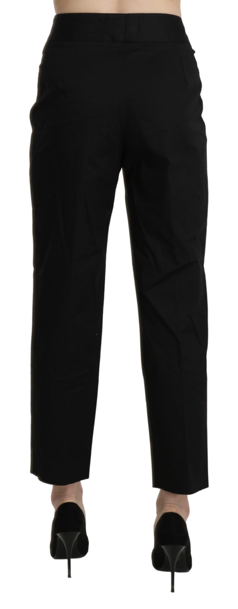BENCIVENGA Black High Waist Straight Cropped Dress Pants | Regal Royce