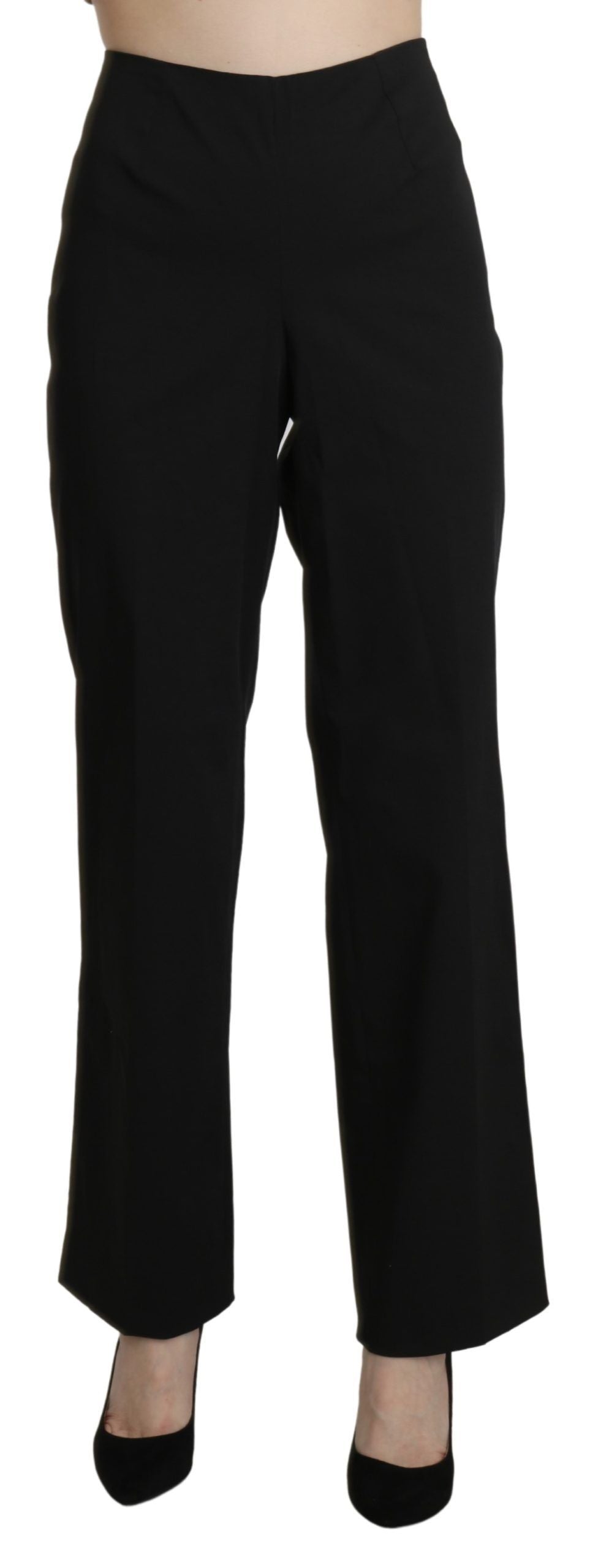 BENCIVENGA Black High Waist Straight Dress Trouser Pants | Regal Royce