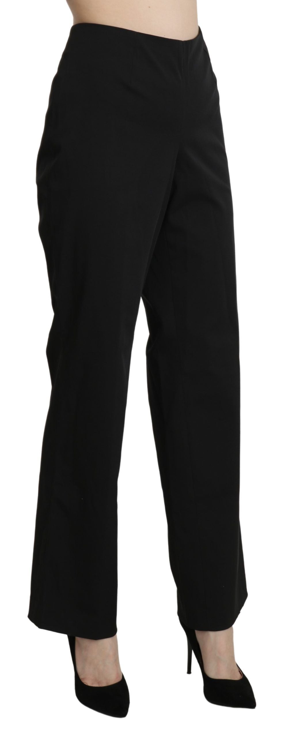 BENCIVENGA Black High Waist Straight Dress Trouser Pants | Regal Royce