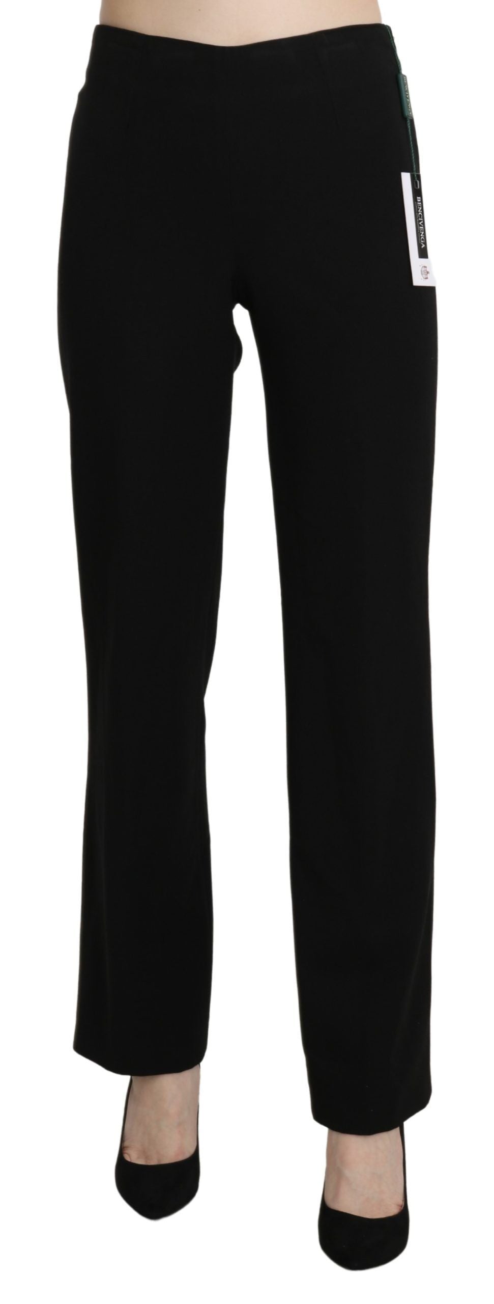 BENCIVENGA Black High Waist Straight Formal Dress Trouser | Regal Royce