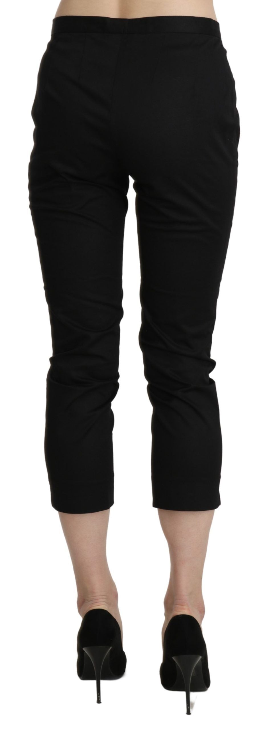 BENCIVENGA Black High Waist Skinny Cropped Dress Trouser Pants | Regal Royce