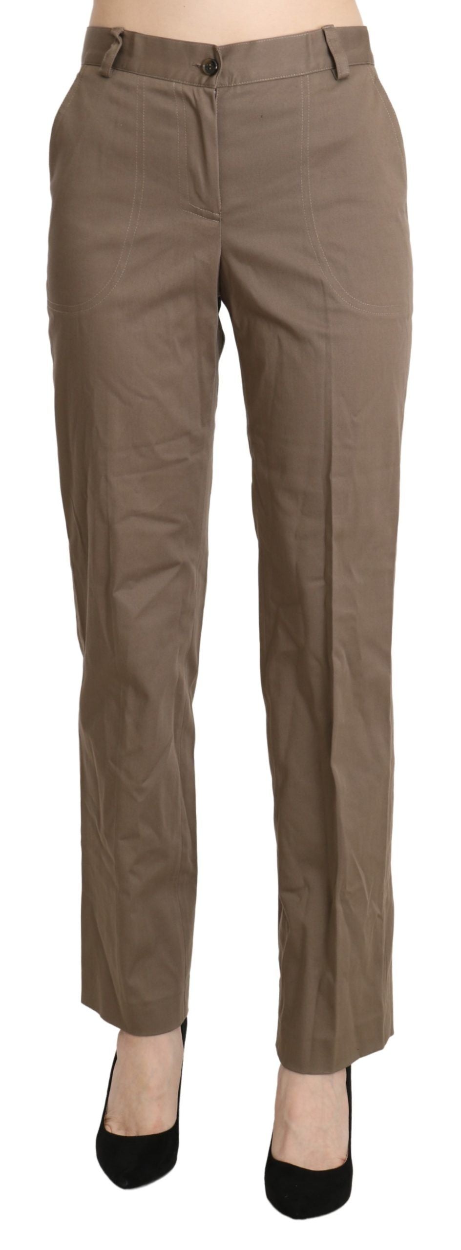 BENCIVENGA Brown High Waist Straight Dress Trouser Pants | Regal Royce