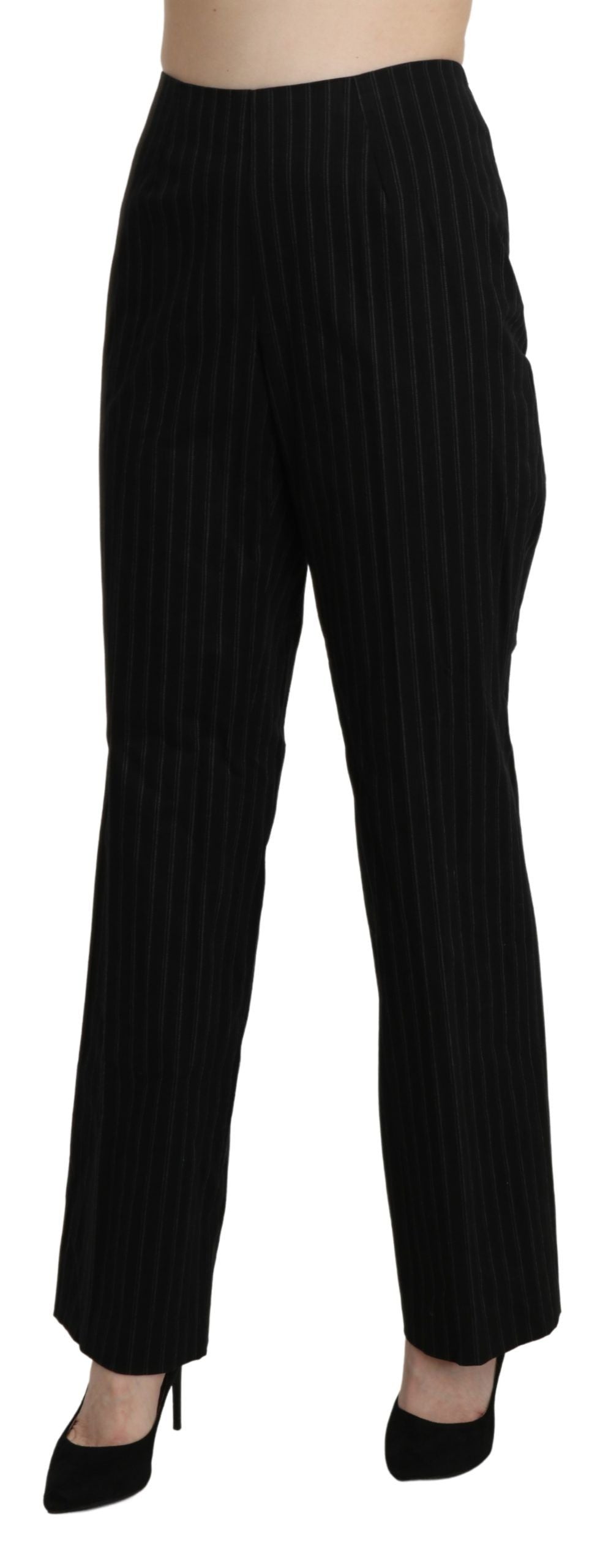 BENCIVENGA Black High Waist Straight Dress Trouser Pants | Regal Royce