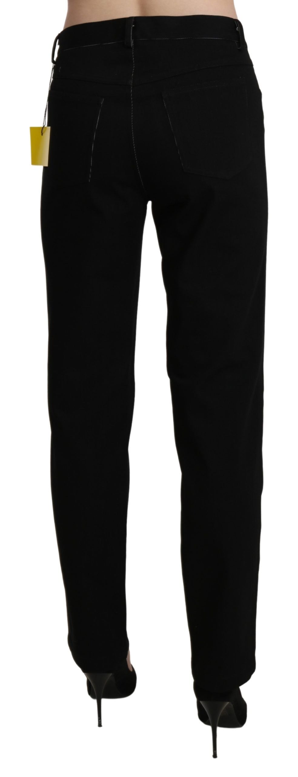 BENCIVENGA Black High Waist Straight Casual Trouser Pant | Regal Royce