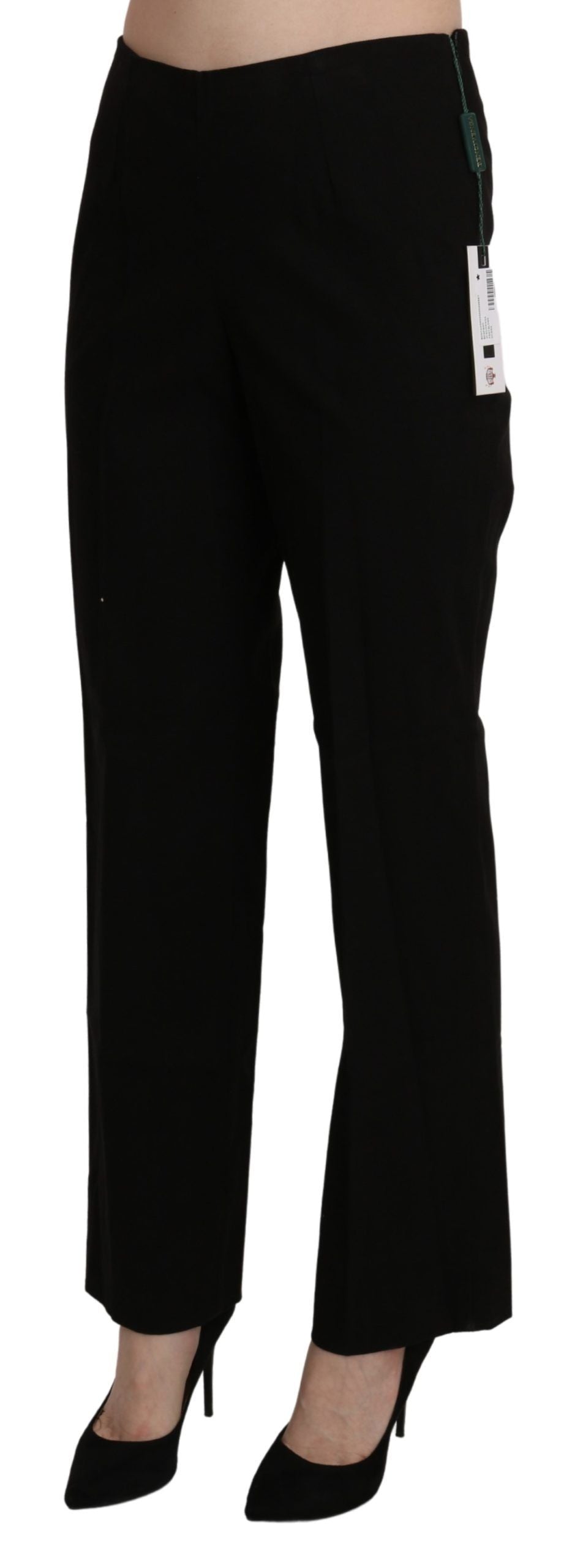 BENCIVENGA Black High Waist Straight Dress Trouser Pant | Regal Royce