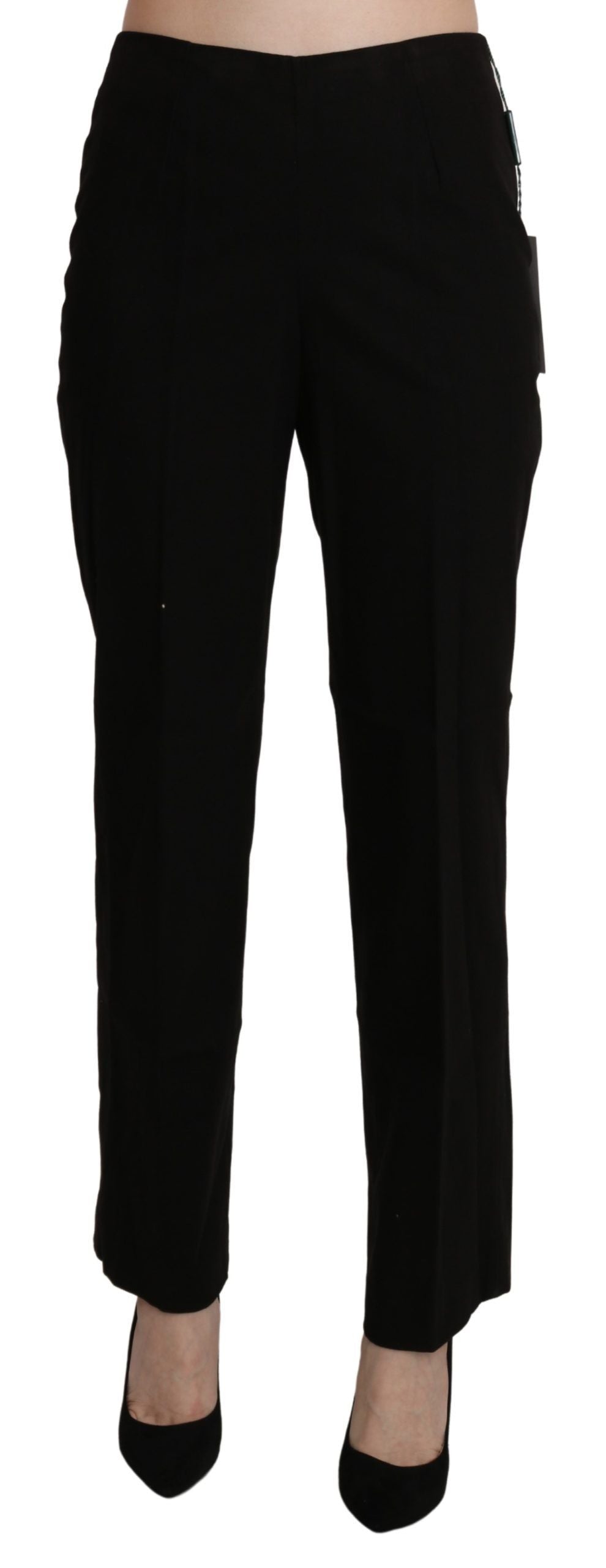 BENCIVENGA Black High Waist Straight Dress Trouser Pant | Regal Royce