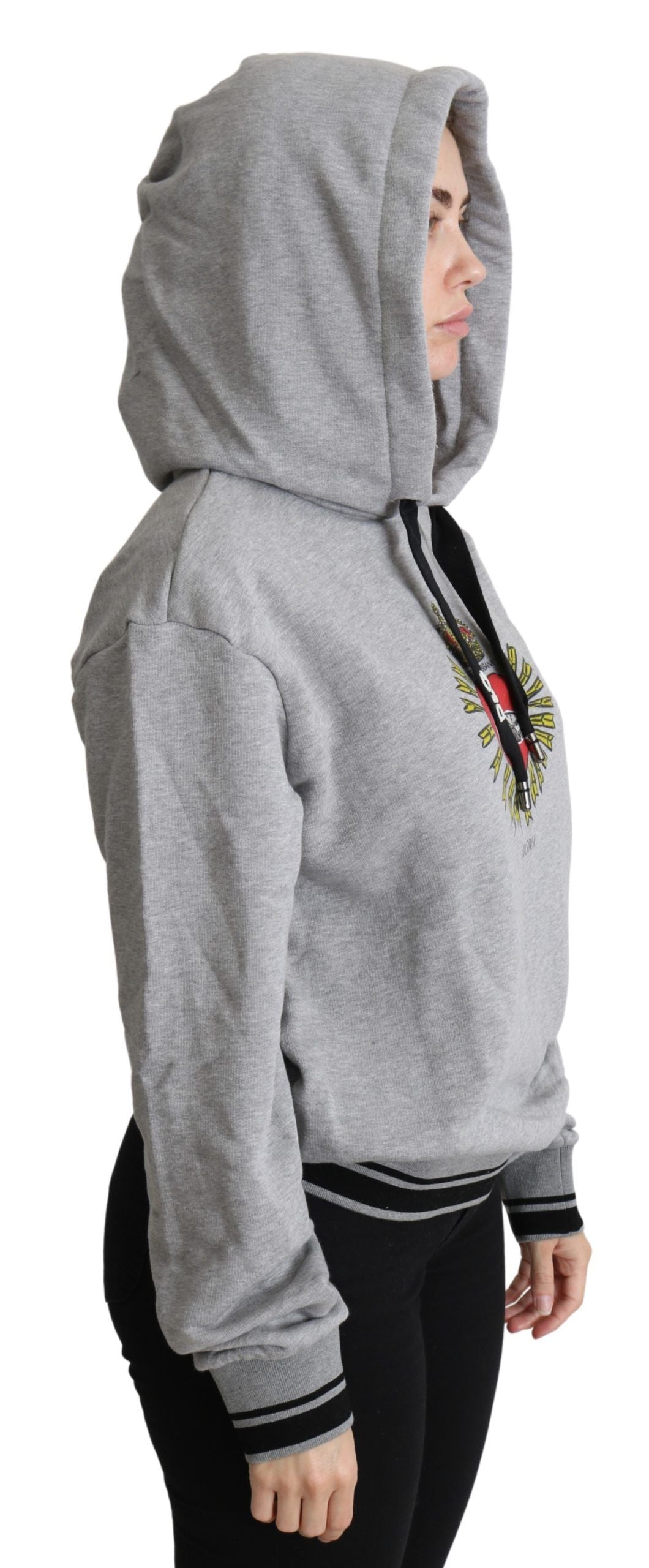 Dolce & Gabbana Gray Printed Hooded Exclusive Logo Sweater | Regal Royce
