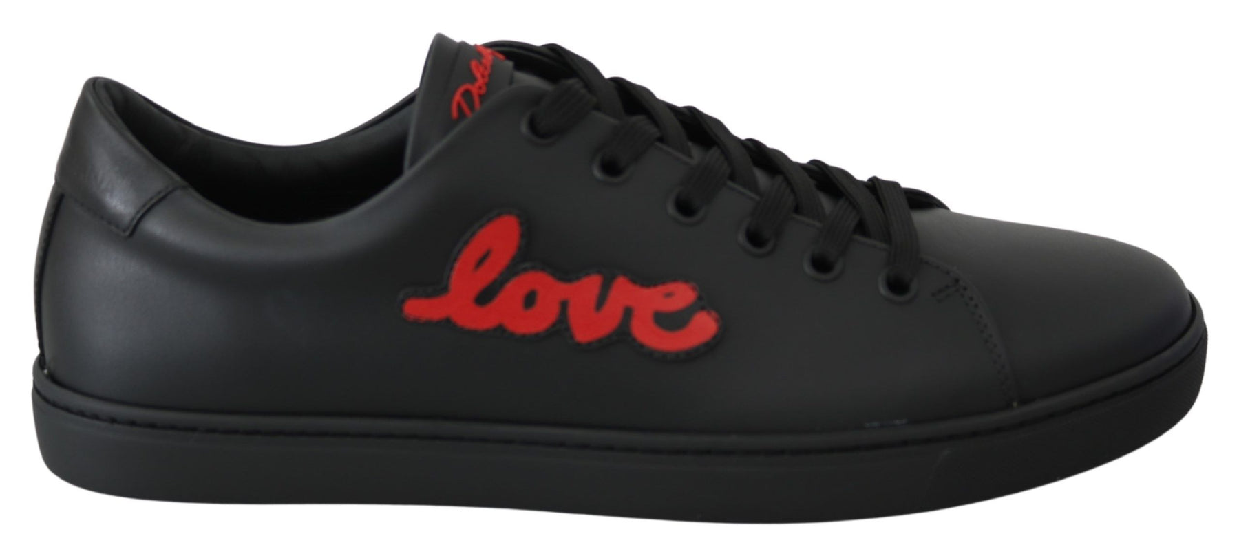 Dolce & Gabbana Black Leather Love Heart Sneakers Womens Shoes | Regal Royce