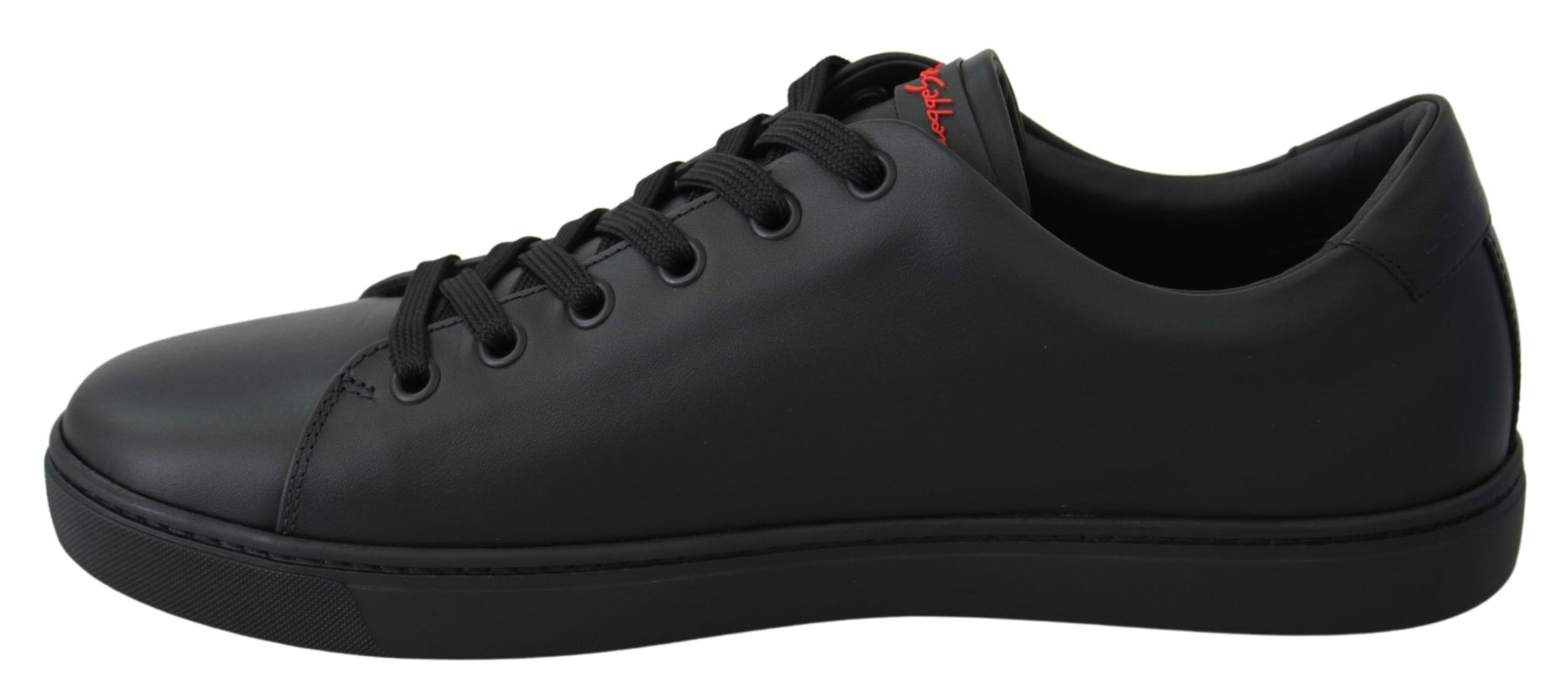 Dolce & Gabbana Black Leather Love Heart Sneakers Womens Shoes | Regal Royce