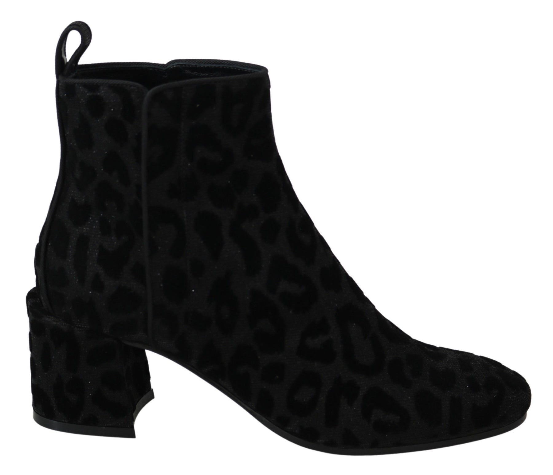 Dolce & Gabbana Black Leopard Short Boots Zipper Shoes | Regal Royce