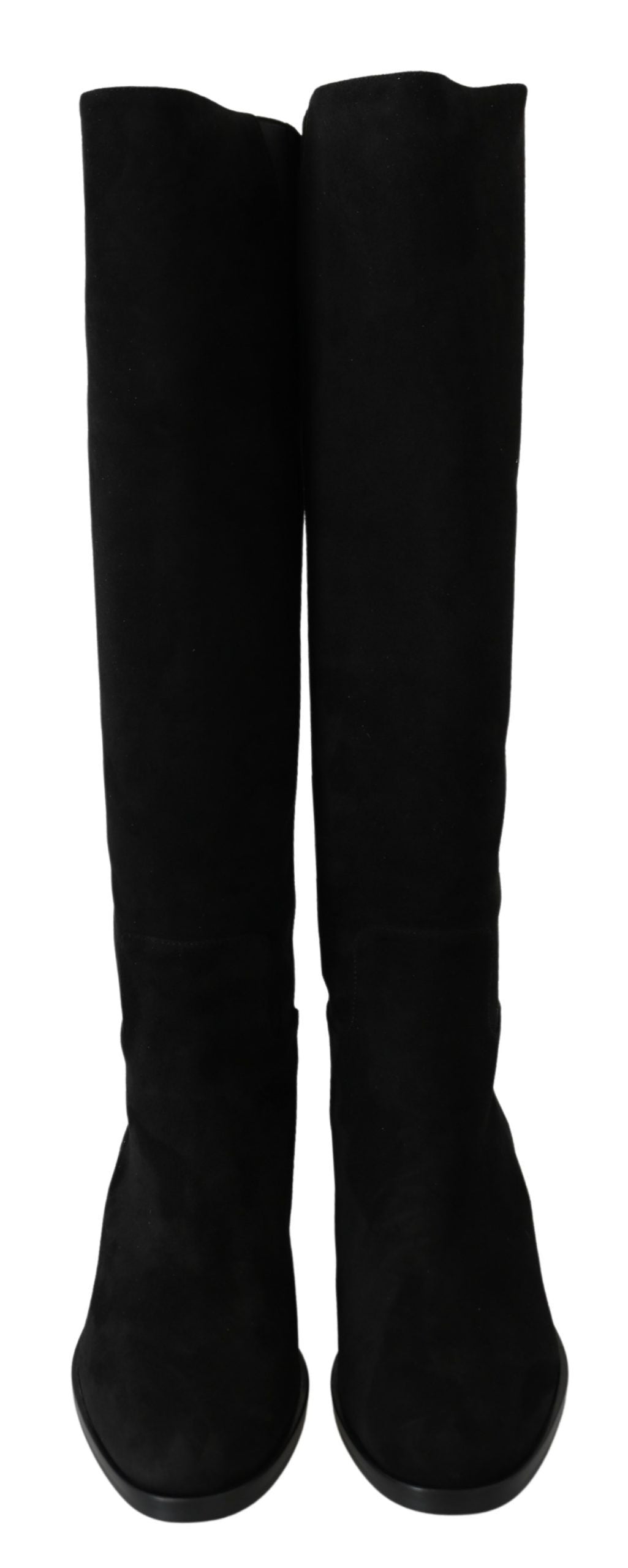 Dolce & Gabbana Black Suede Knee High Flat Boots Shoes | Regal Royce