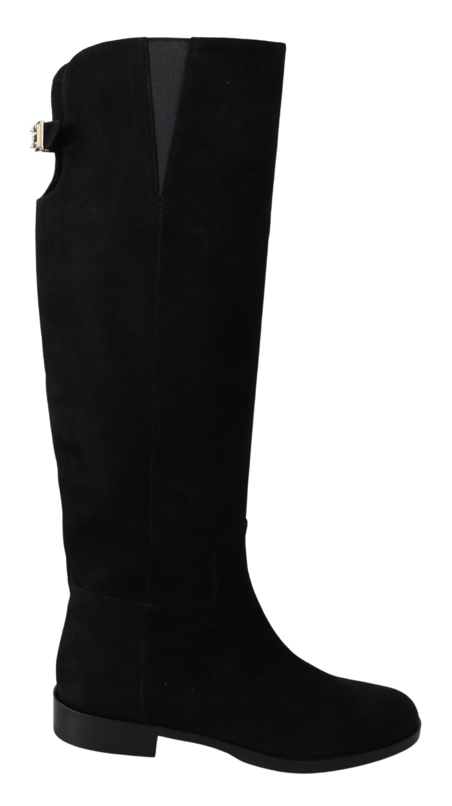 Dolce & Gabbana Black Suede Knee High Flat Boots Shoes | Regal Royce