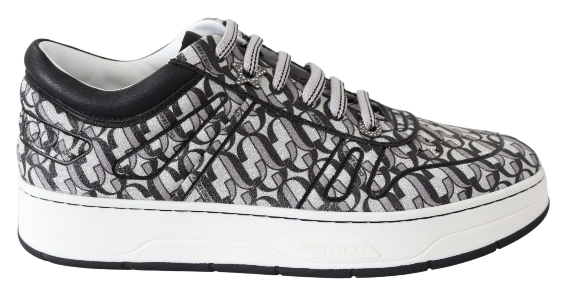 Jimmy Choo Silver Black Glitter Hawaii Sneakers | Regal Royce