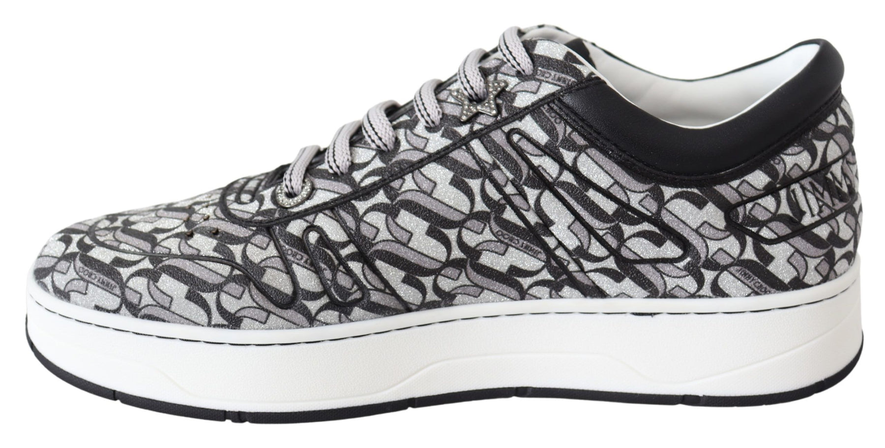 Jimmy Choo Silver Black Glitter Hawaii Sneakers | Regal Royce