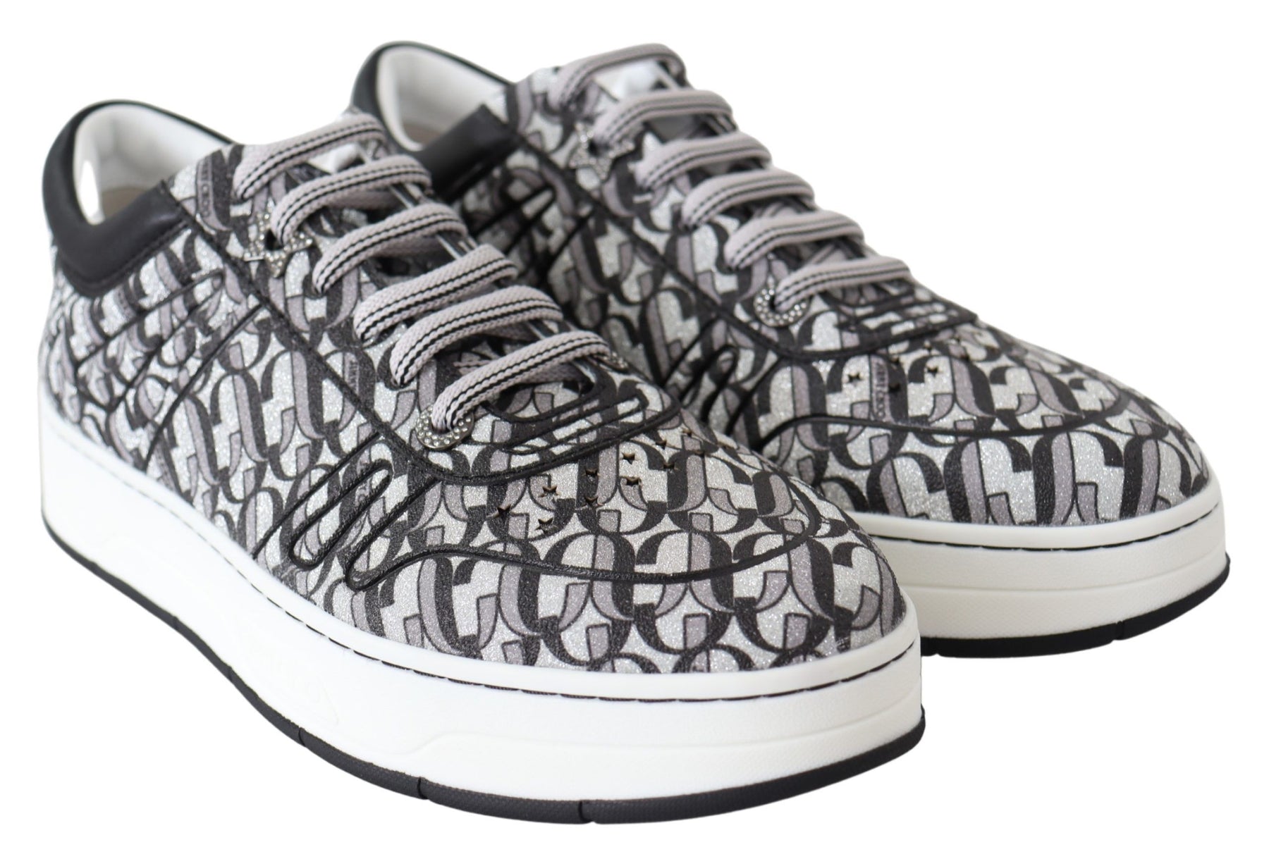 Jimmy Choo Silver Black Glitter Hawaii Sneakers | Regal Royce