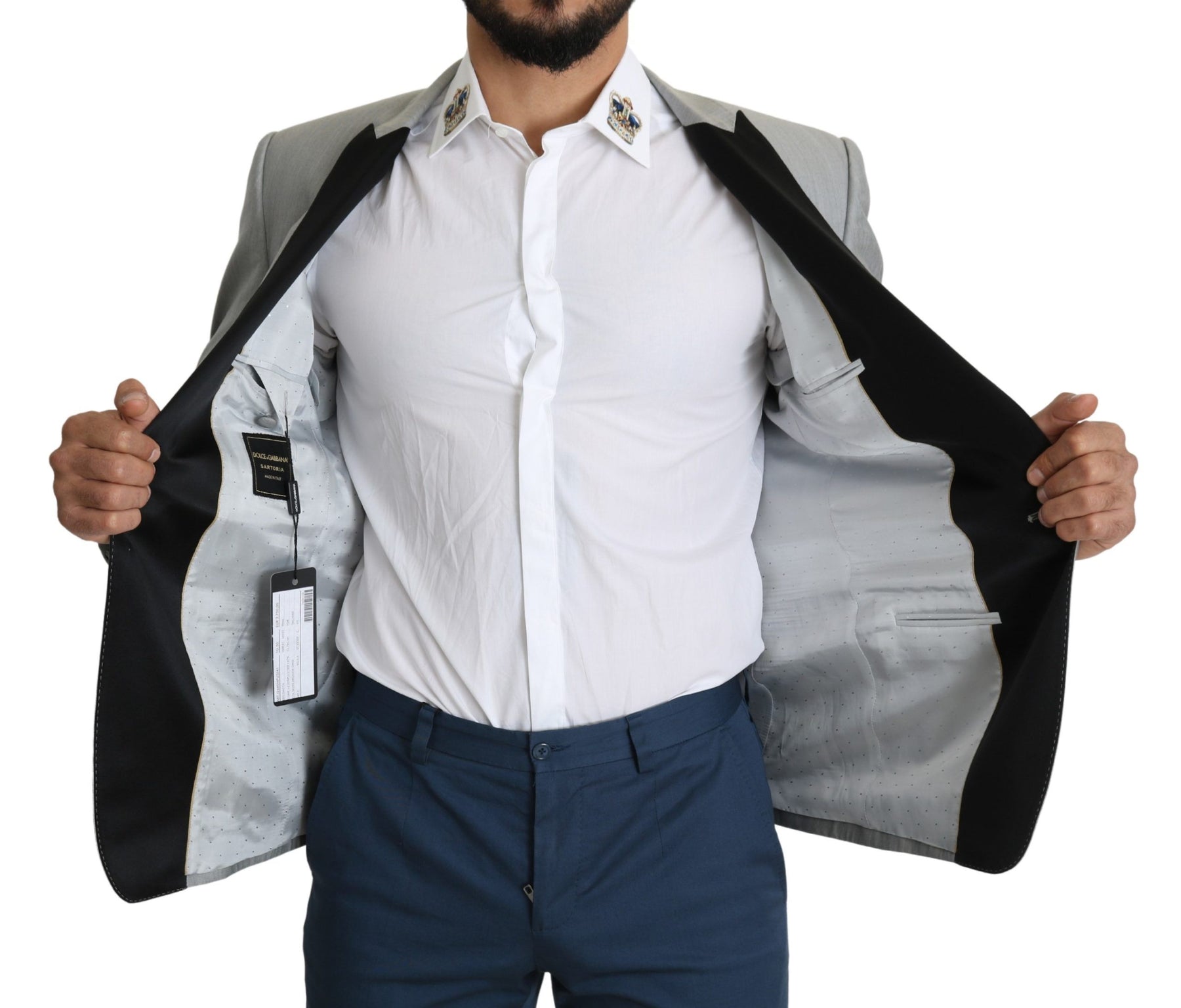 Dolce & Gabbana Light Gray Single Breasted SARTORIA Blazer | Regal Royce