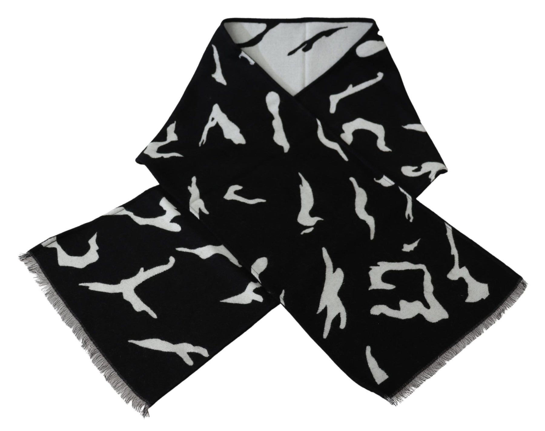 Givenchy Black White Wool Unisex Winter Warm Scarf Wrap Shawl | Regal Royce