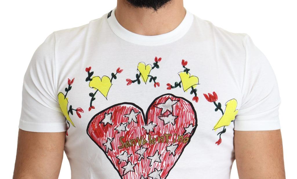 Dolce & Gabbana White Saint Valentine Print Cotton Men T-shirt