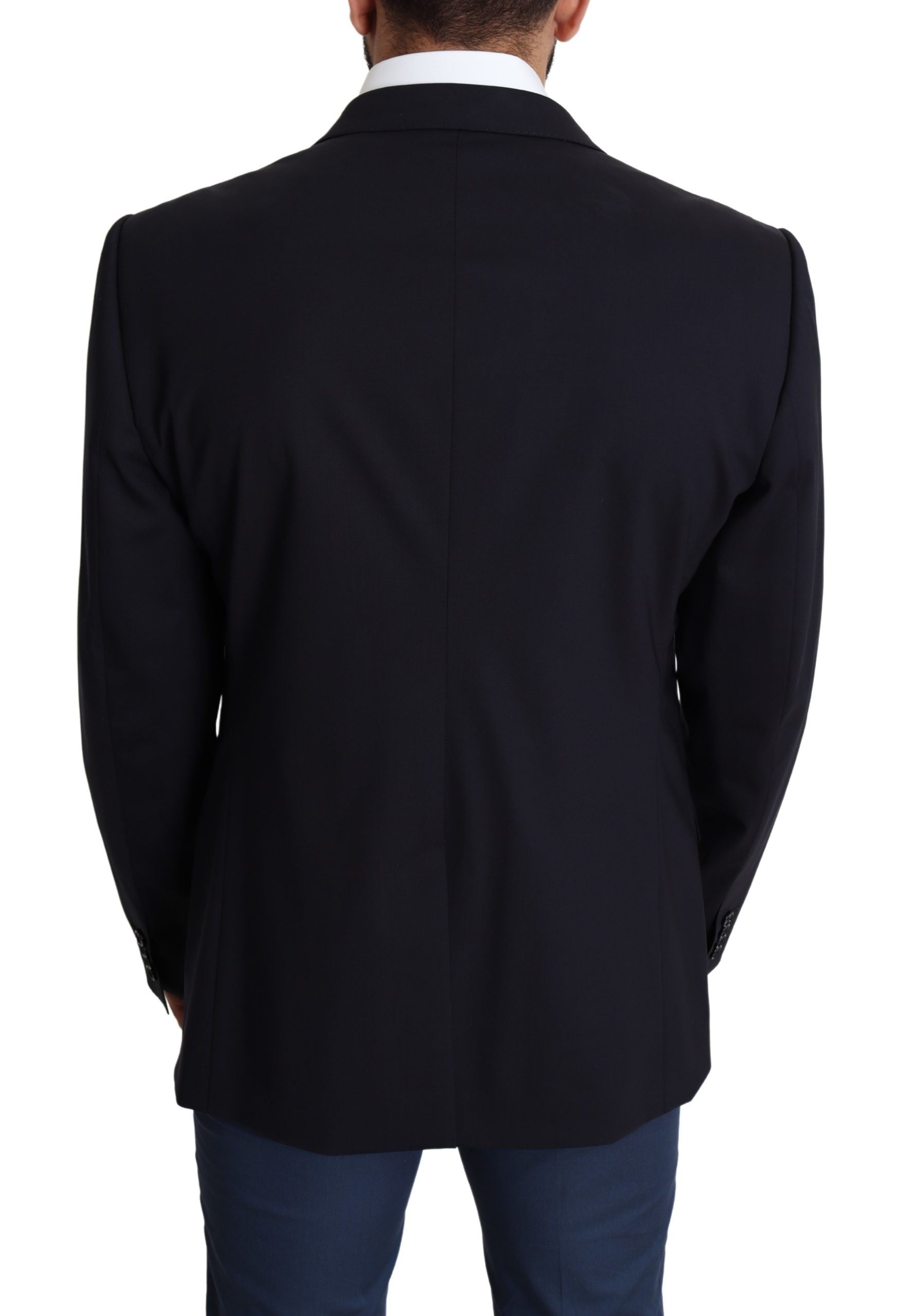 Dolce & Gabbana Black Wool Stretch Men Coat MARTINI Blazer | Regal Royce