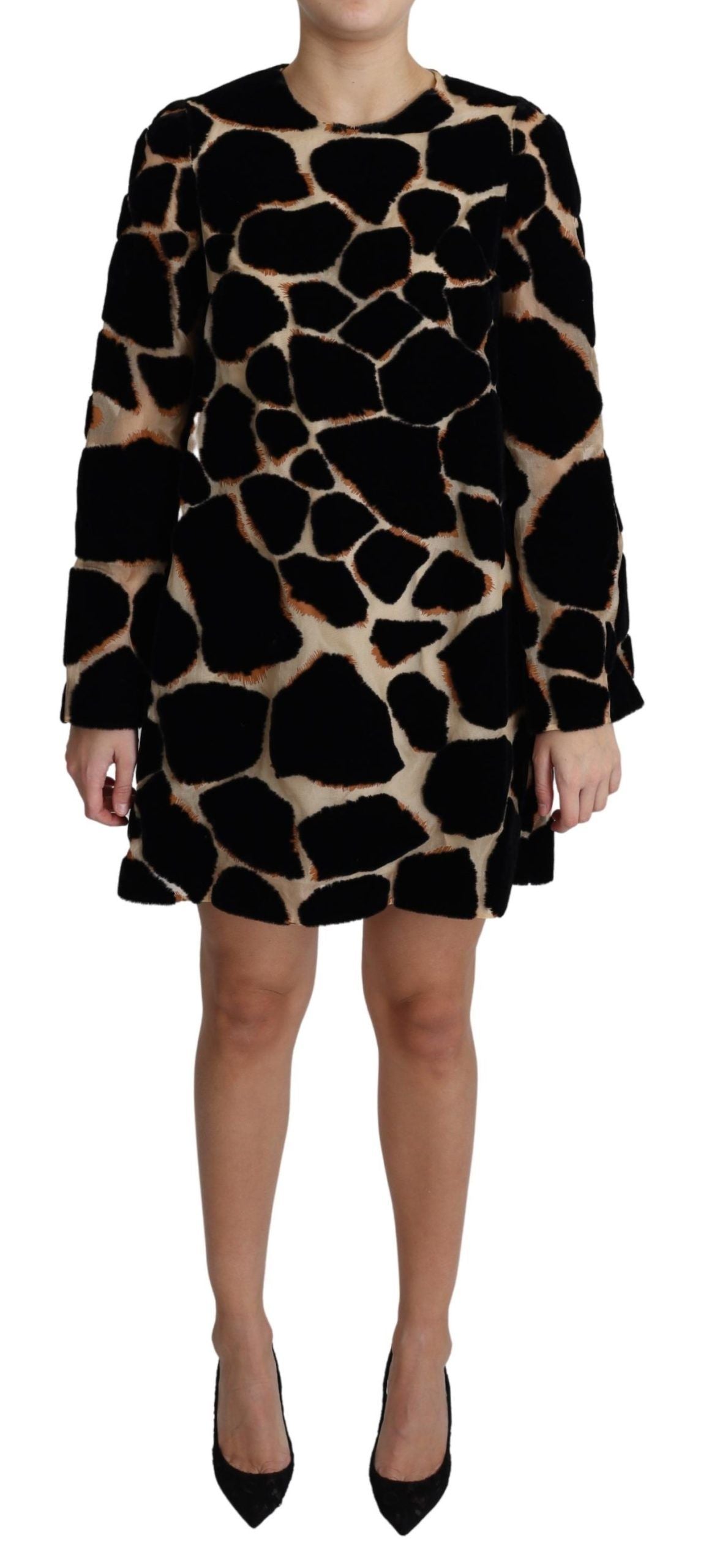 Dolce & Gabbana Black Giraffe Print Shift Mini Dress | Regal Royce