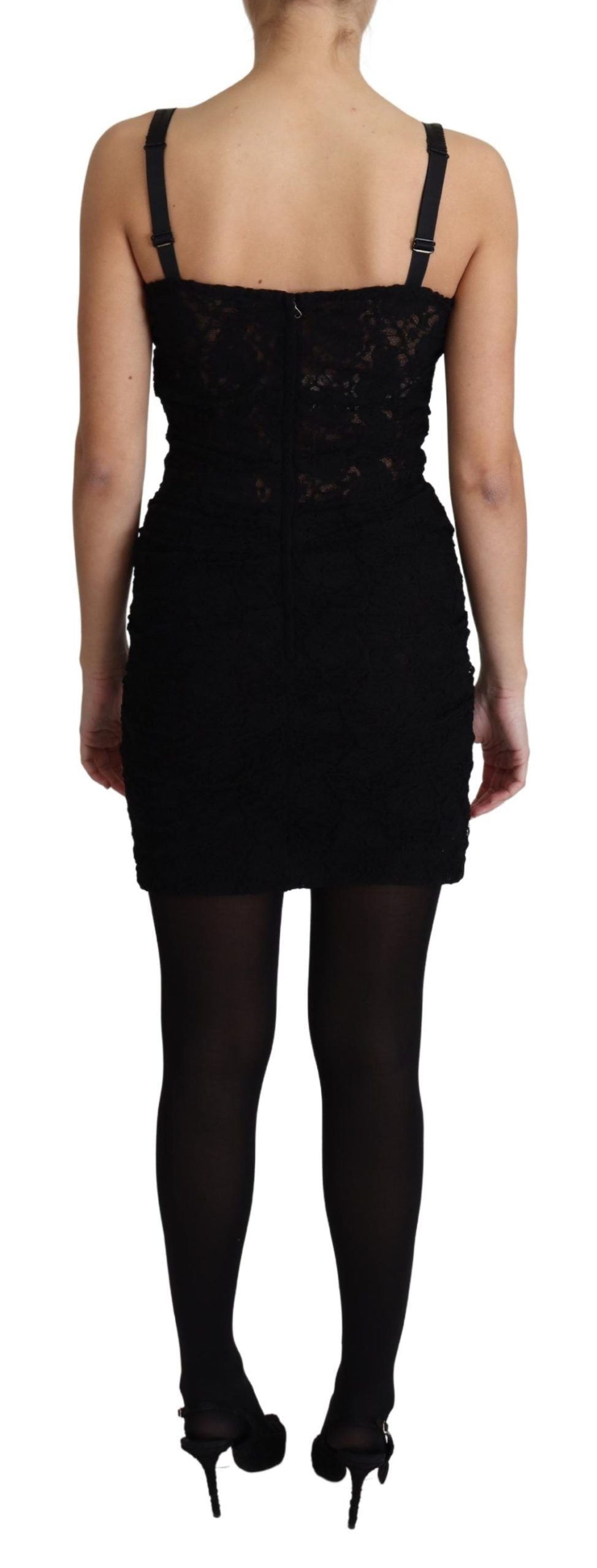 Dolce & Gabbana Black Lace Up Floral Corset Bustier Mini Dress | Regal Royce
