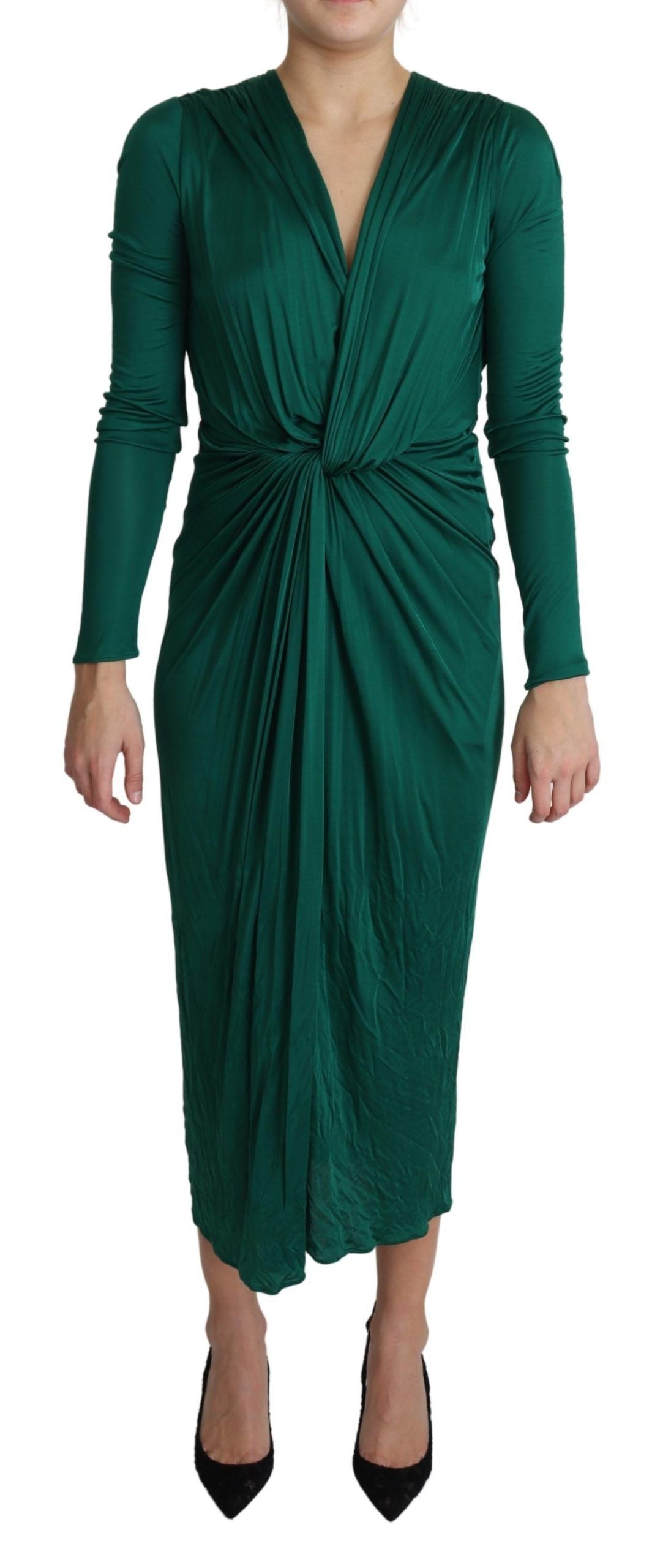Dolce & Gabbana Green Fitted Silhouette Midi Viscose Dress | Regal Royce