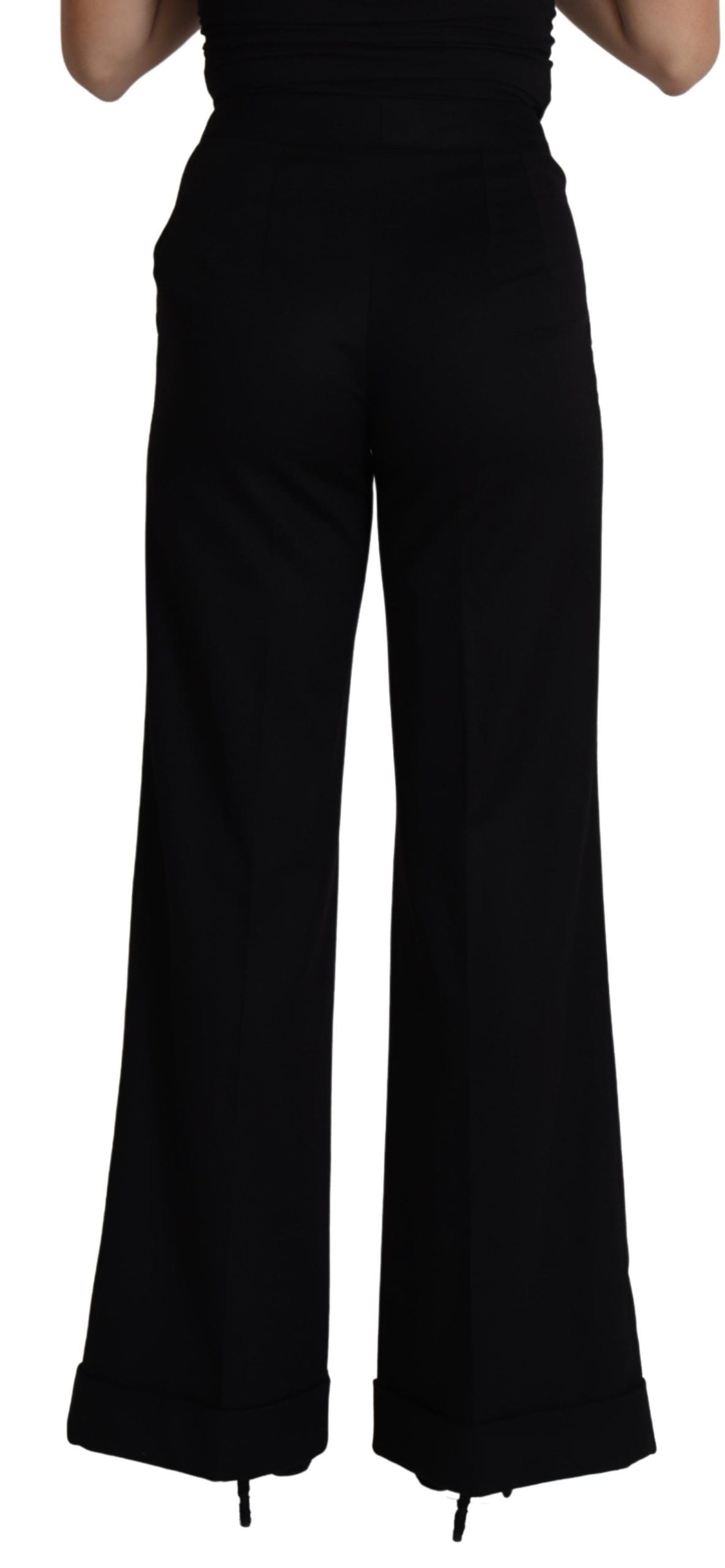 Dolce & Gabbana Black Cashmere Wide Leg Women Trouser Pants | Regal Royce
