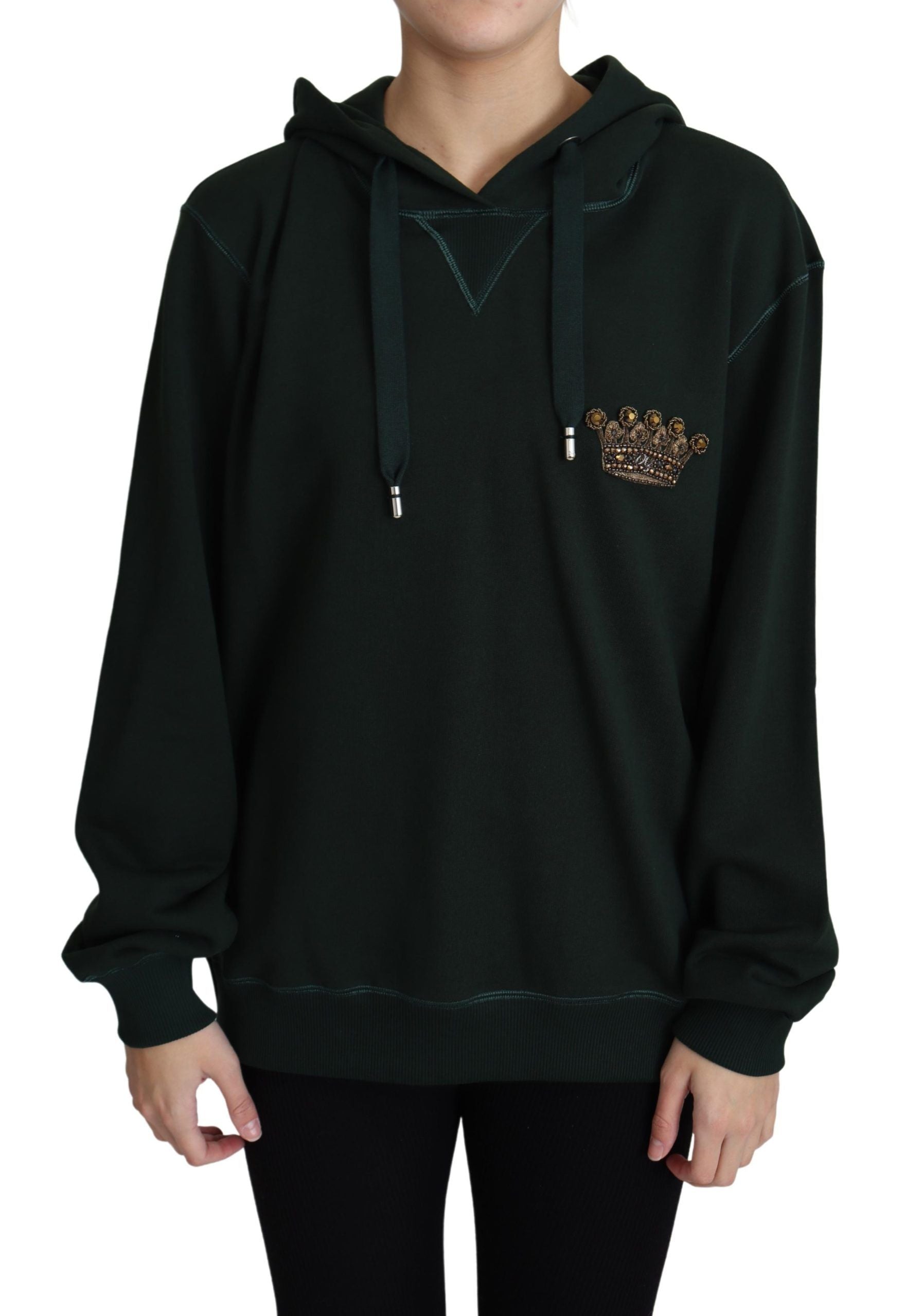 Dolce & Gabbana Dark Green Crown Embroidery Hoodie | Regal Royce