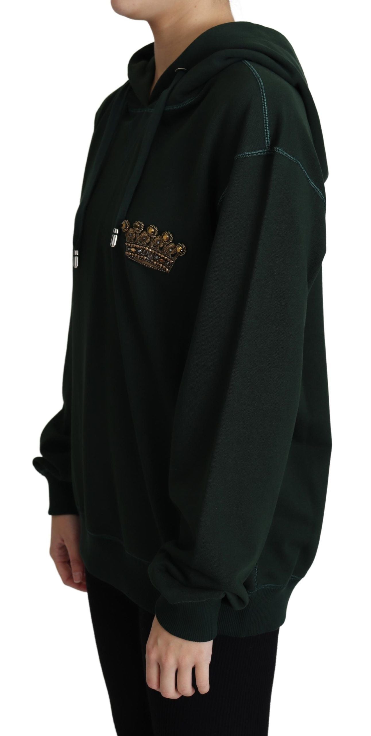 Dolce & Gabbana Dark Green Crown Embroidery Hoodie | Regal Royce