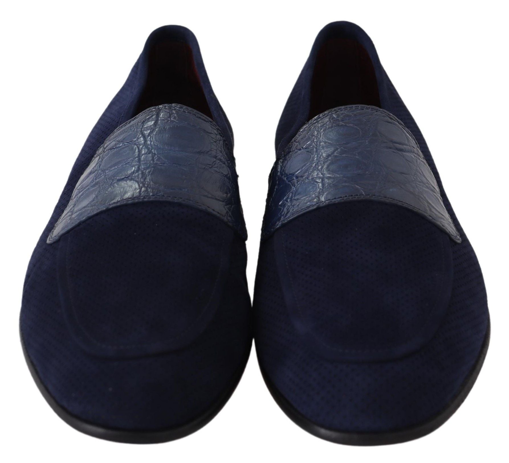 Dolce & Gabbana Blue Suede Caiman Loafers Slippers Shoes | Regal Royce