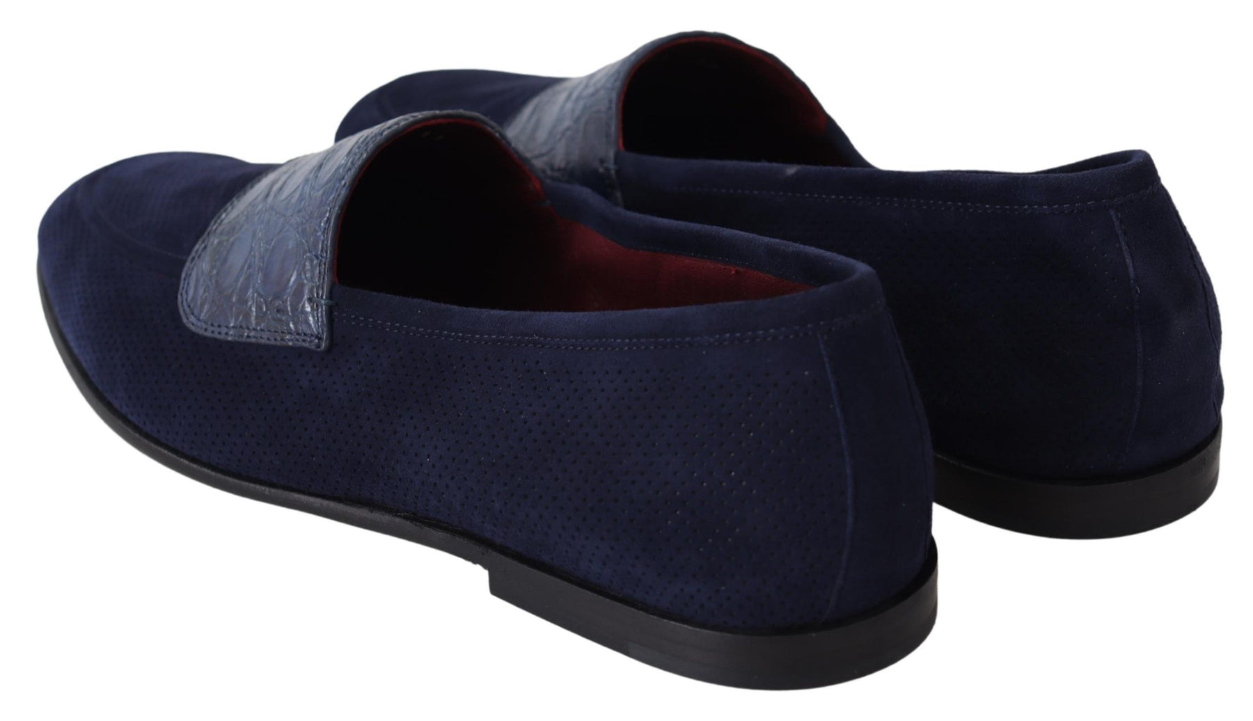 Dolce & Gabbana Blue Suede Caiman Loafers Slippers Shoes | Regal Royce
