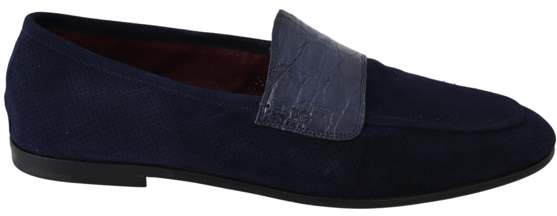 Dolce & Gabbana Blue Suede Caiman Loafers Slippers Shoes | Regal Royce