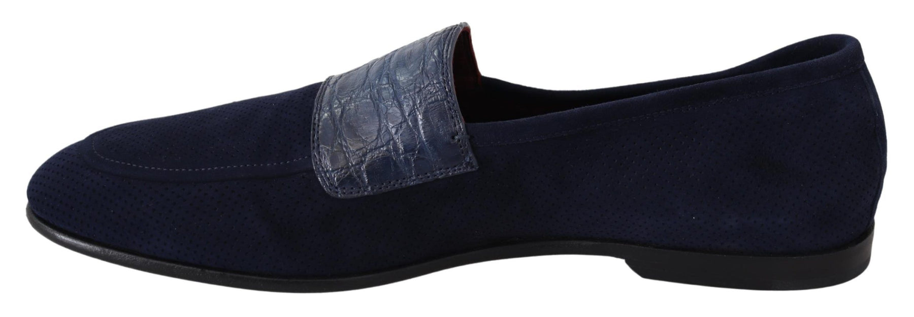 Dolce & Gabbana Blue Suede Caiman Loafers Slippers Shoes | Regal Royce