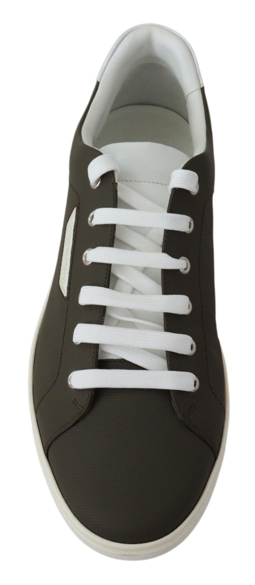 Dolce & Gabbana White Green Leather Low Top Sneakers Shoes | Regal Royce