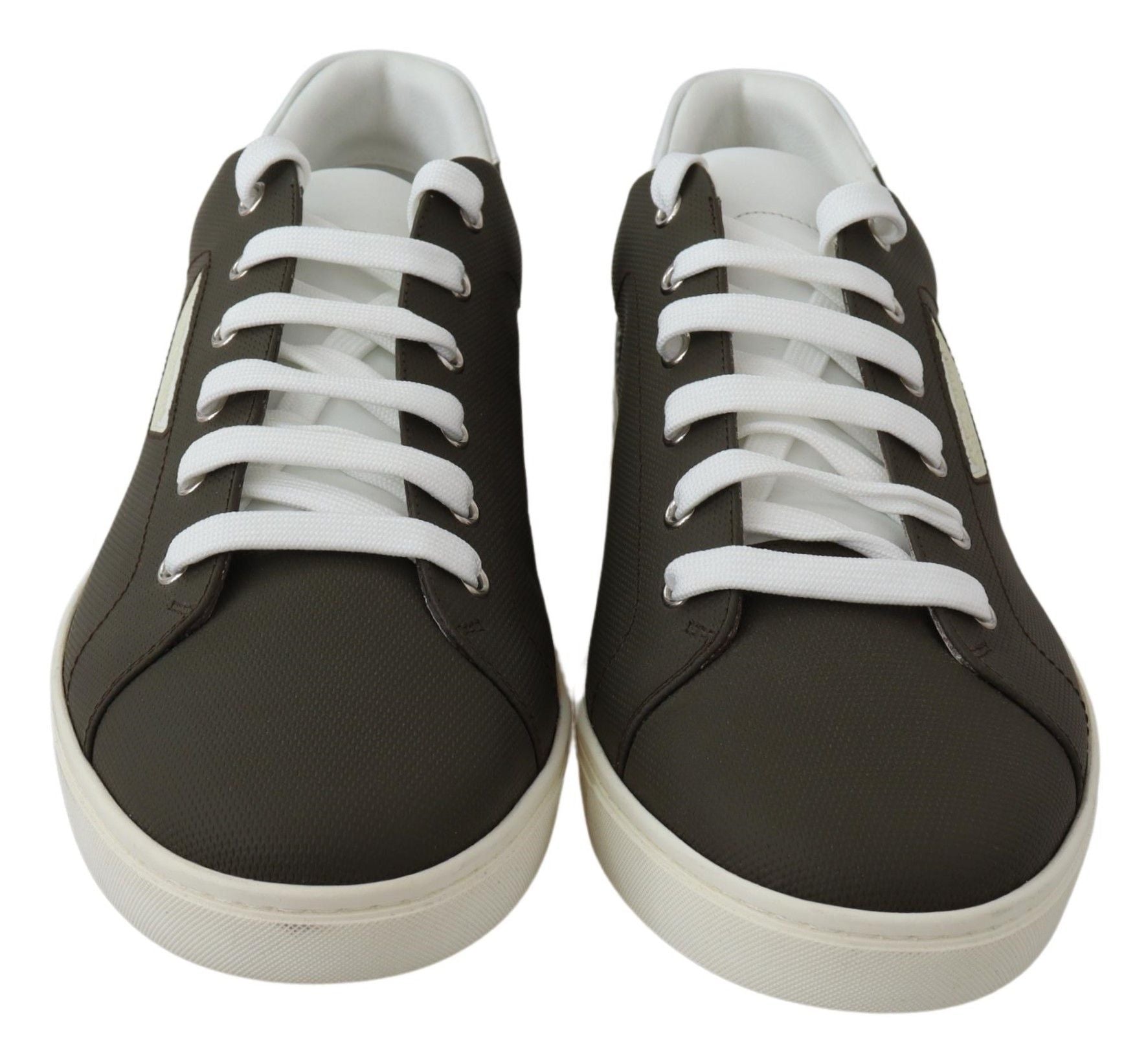 Dolce & Gabbana White Green Leather Low Top Sneakers Shoes | Regal Royce