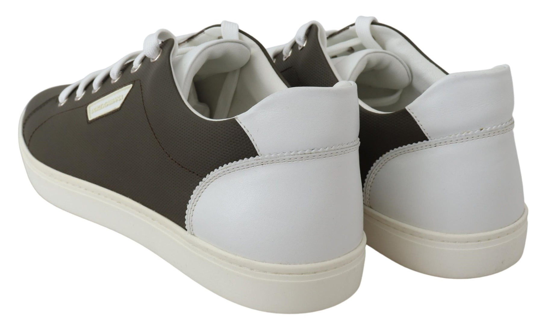 Dolce & Gabbana White Green Leather Low Top Sneakers Shoes | Regal Royce
