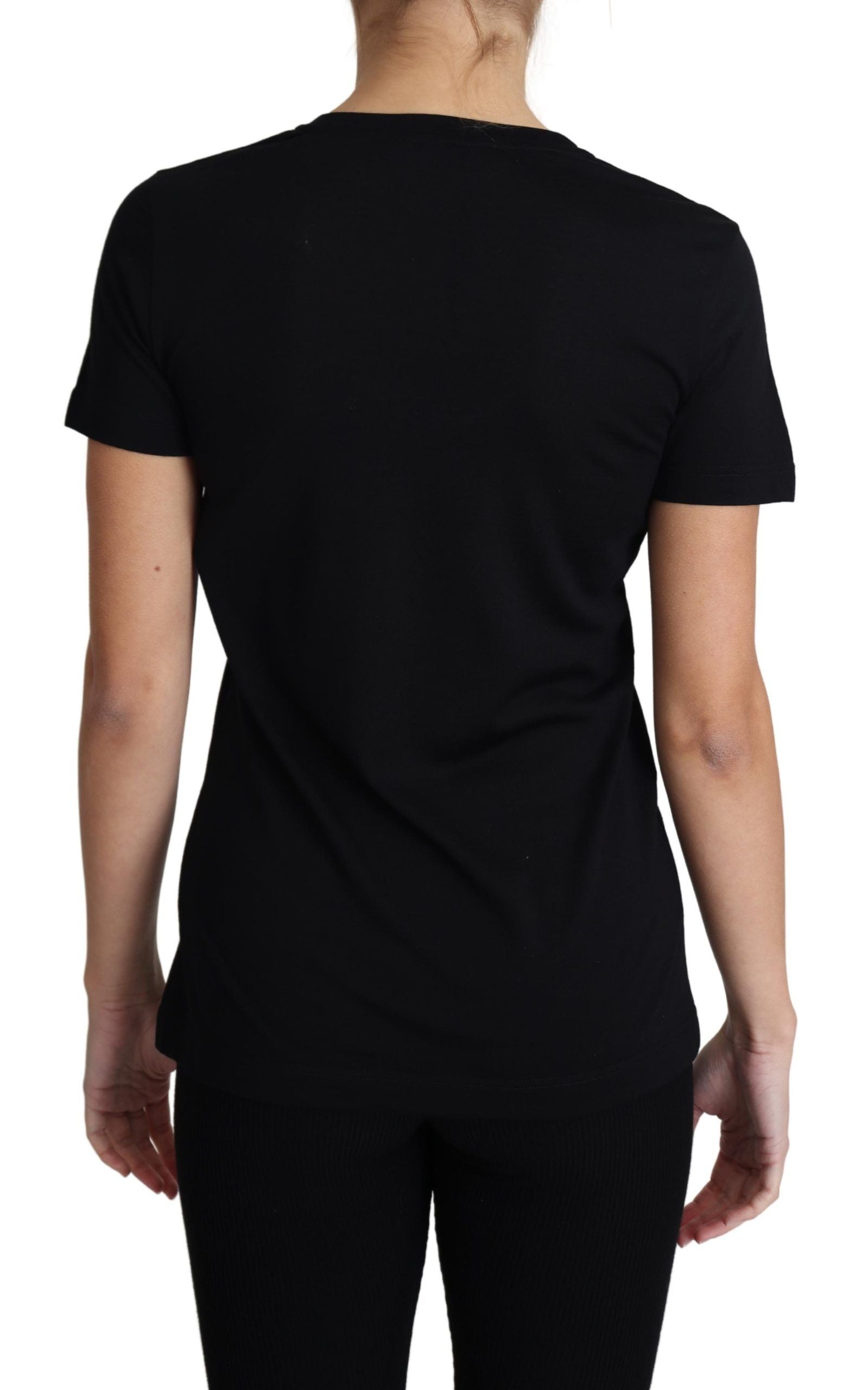 Dolce & Gabbana Black Wool Round Neck Short Sleeves T-shirt | Regal Royce