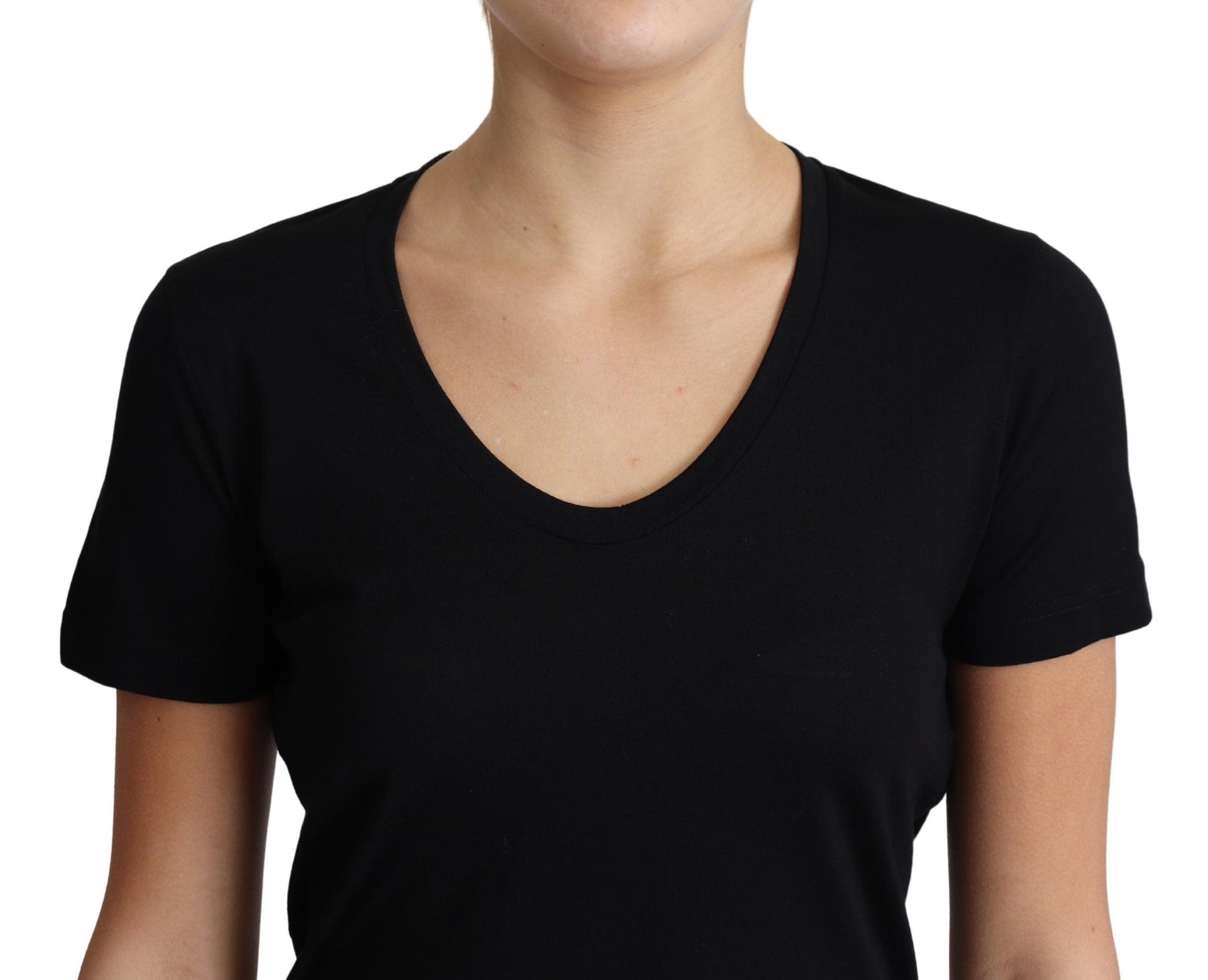 Dolce & Gabbana Black Wool Round Neck Short Sleeves T-shirt | Regal Royce