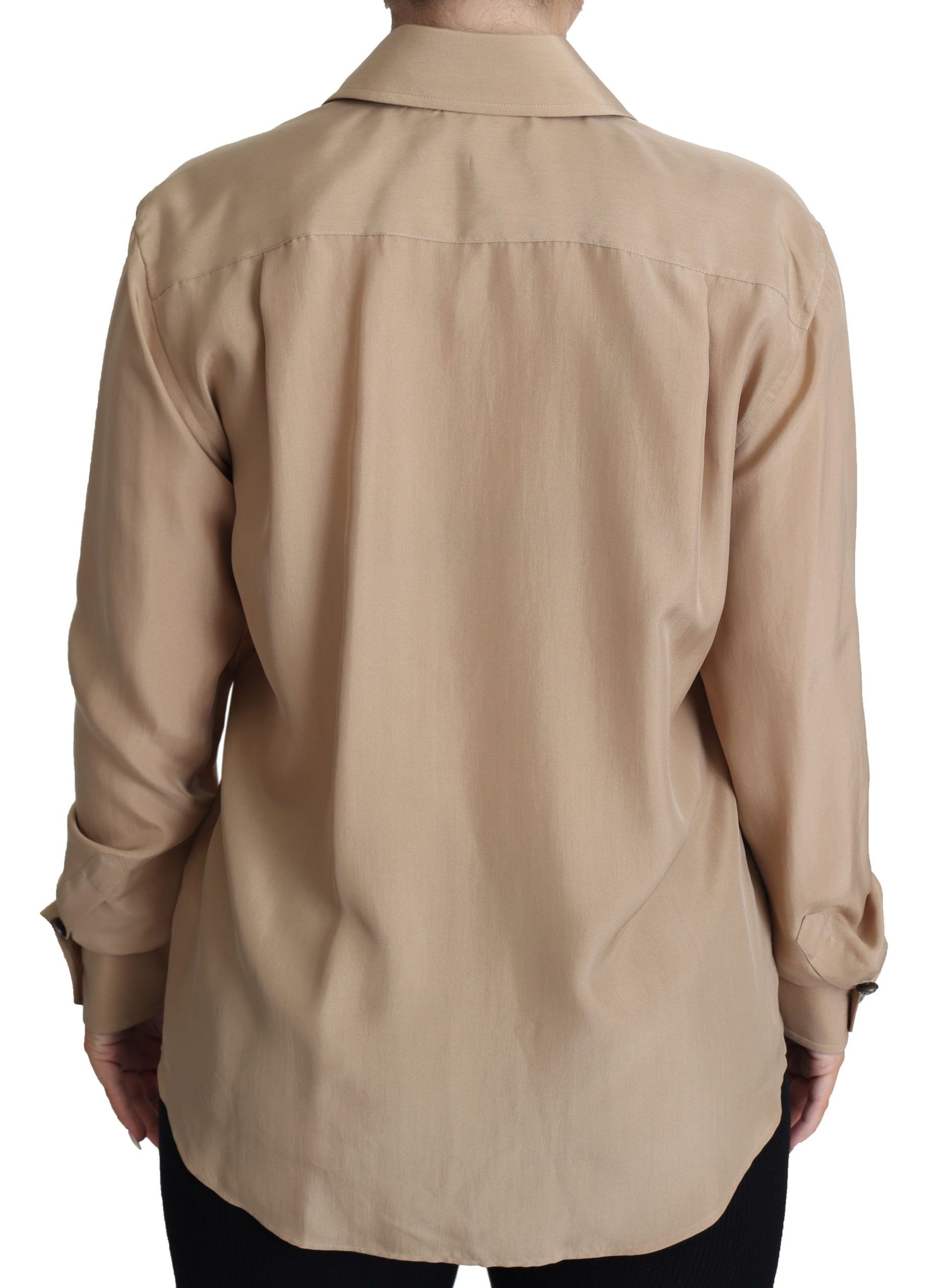 Dolce & Gabbana Beige Silk Shirt Decorative Buttons Top | Regal Royce