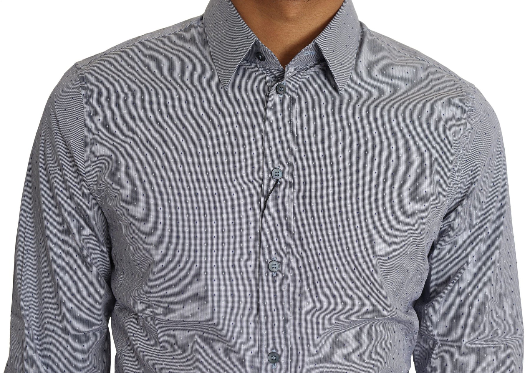 Dolce & Gabbana Gray Dotted Semi Fitted Formal SICILIA Shirt | Regal Royce
