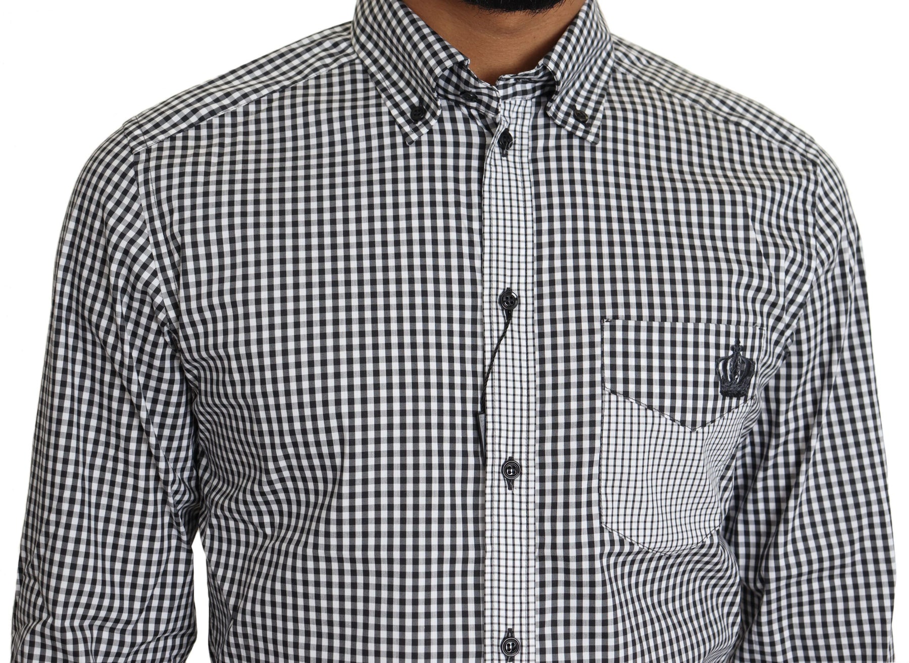 Dolce & Gabbana Black White Checkered Casual Shirt | Regal Royce