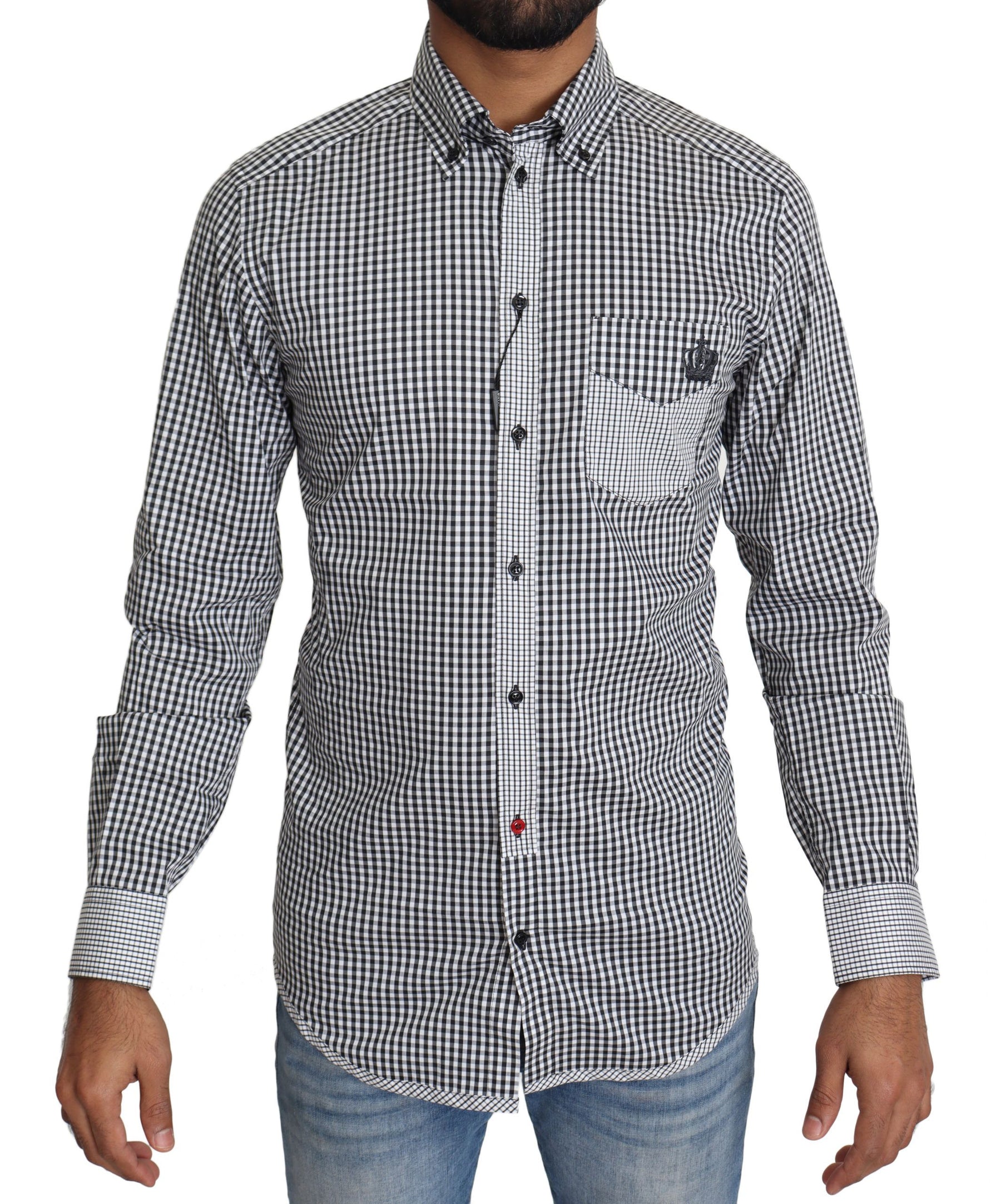 Dolce & Gabbana Black White Checkered Casual Shirt | Regal Royce