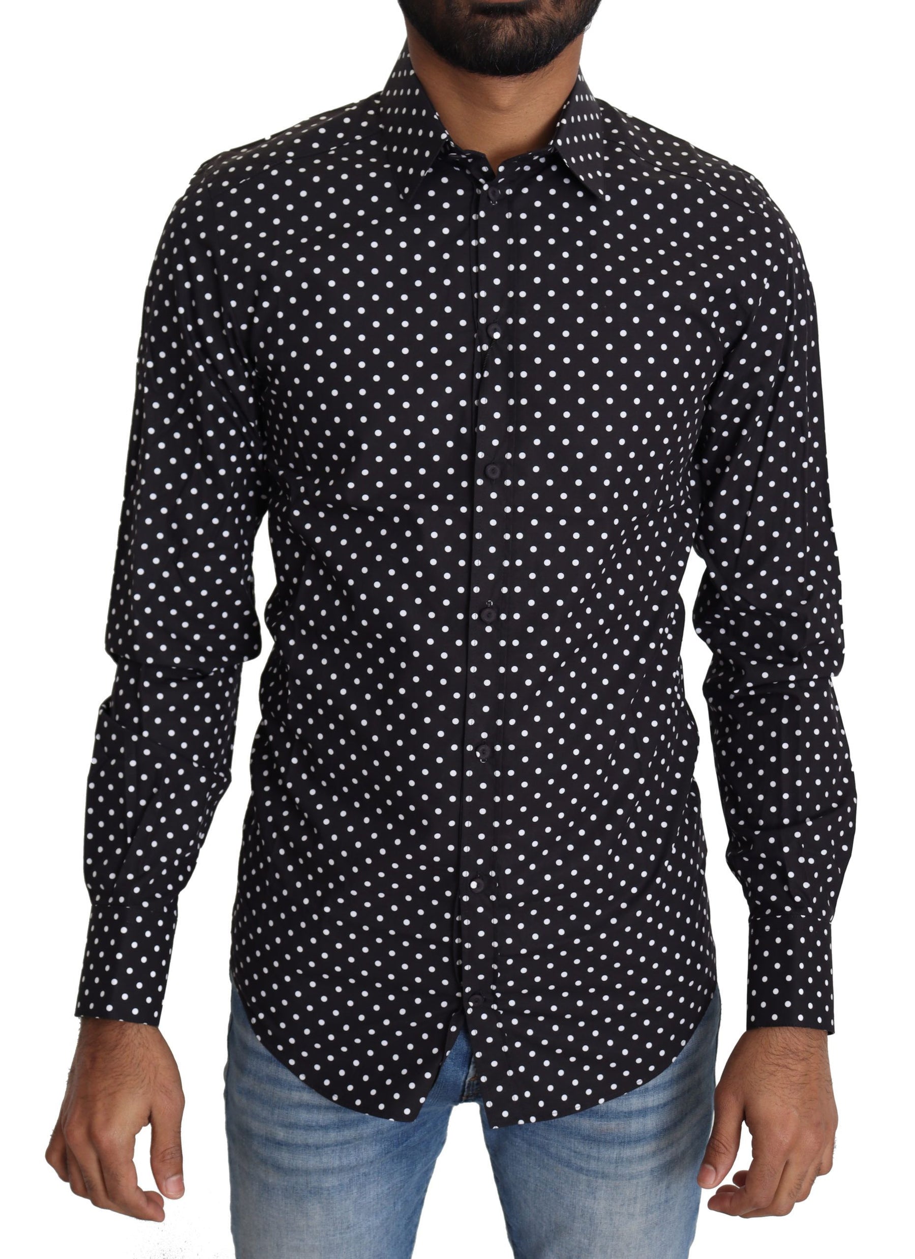 Dolce & Gabbana Black White Polka Dots Casual Shirt | Regal Royce