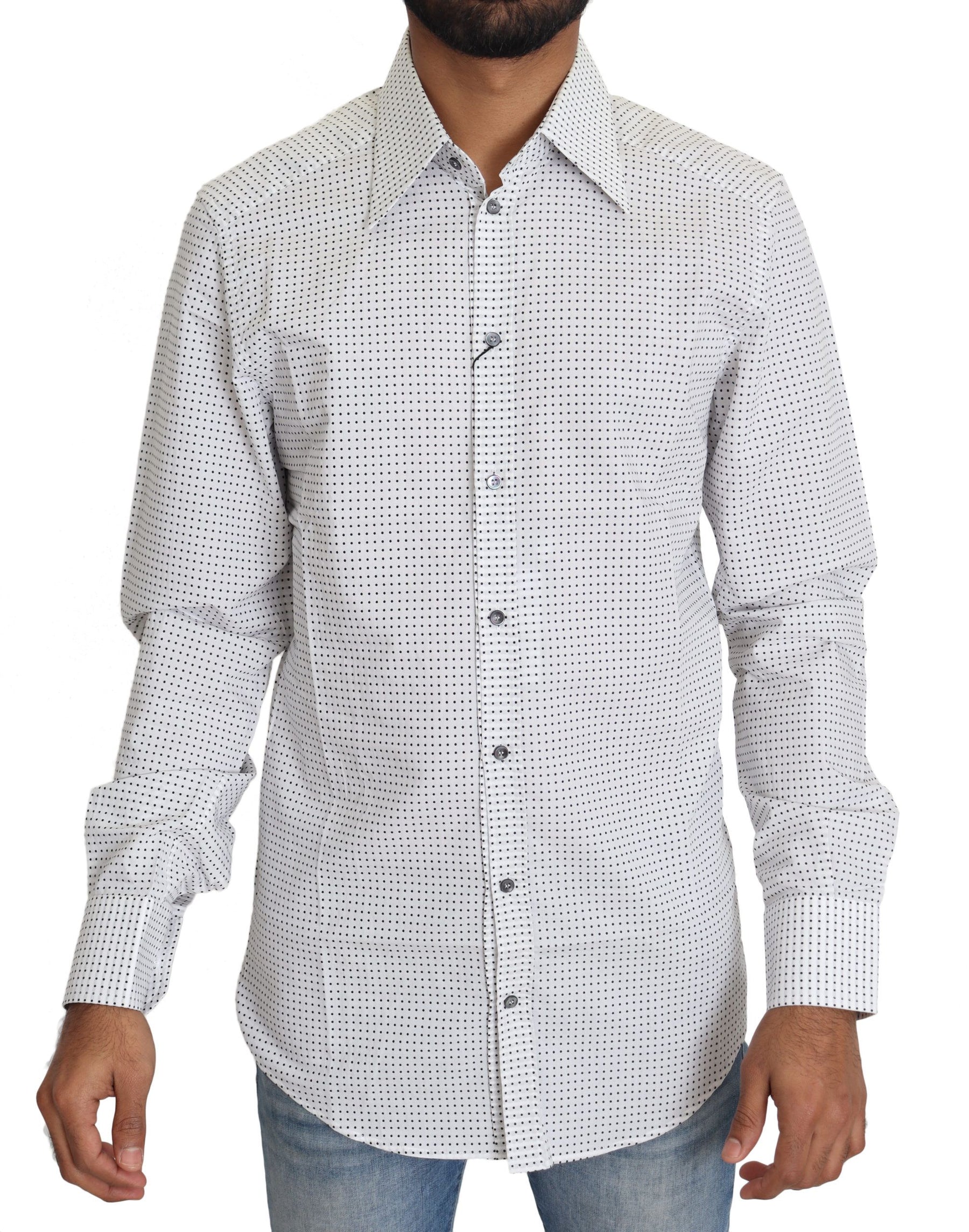 Dolce & Gabbana Black White Polka Dots Dress Shirt | Regal Royce