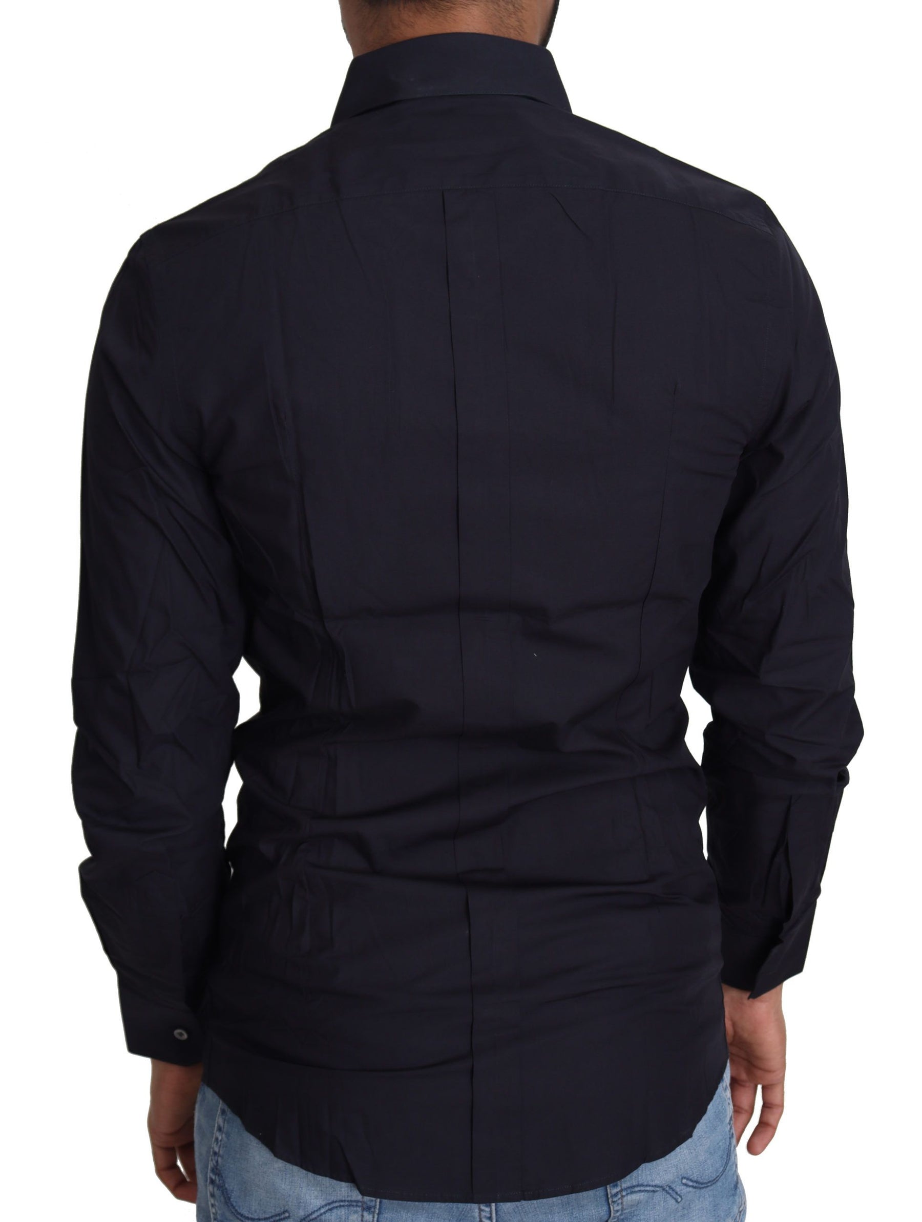 Dolce & Gabbana Navy Blue Cotton Formal Dress Shirt | Regal Royce